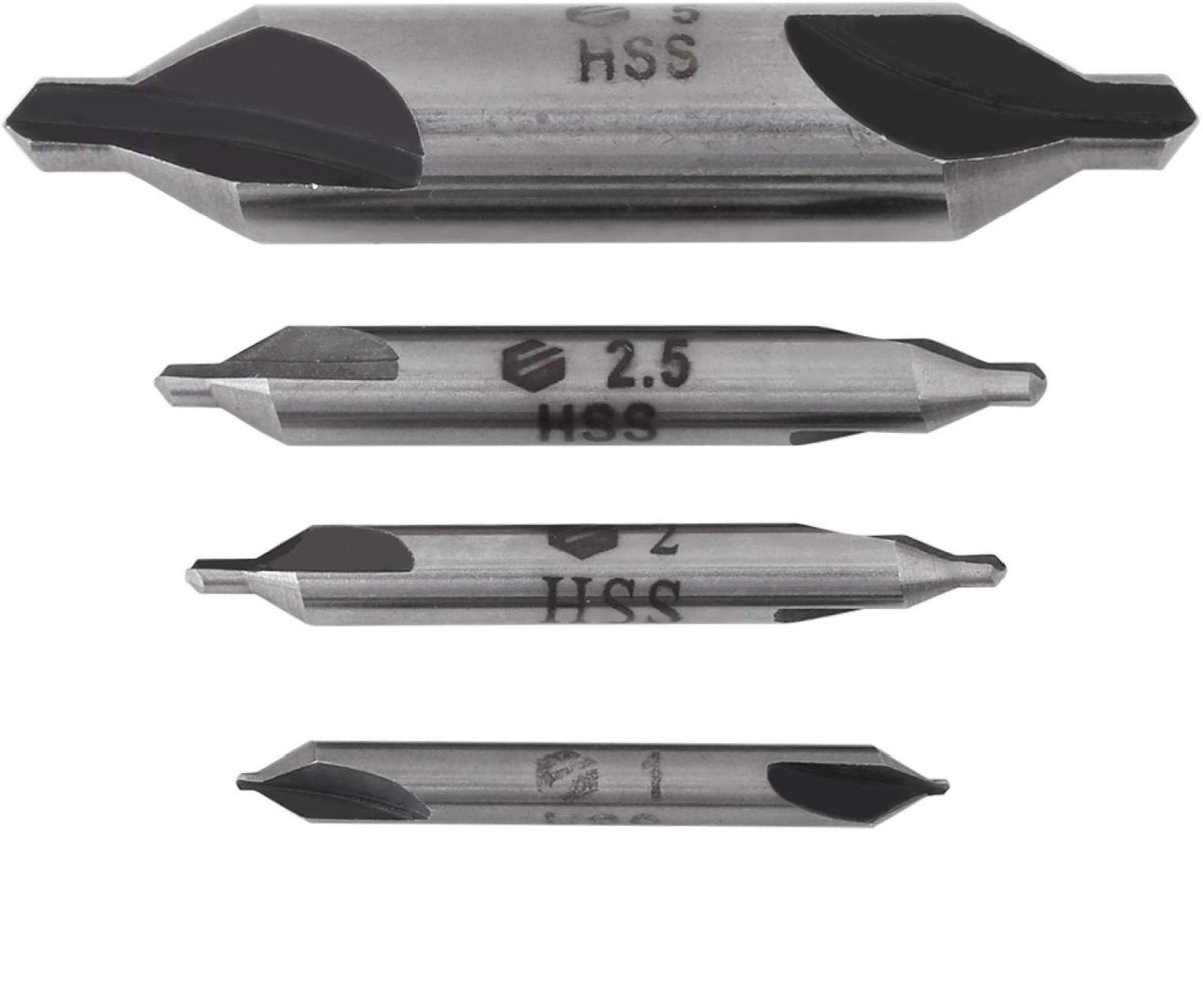 Dailygoods- Centerboor Set 4 Stuks - HSS Verzinkboor - Draaibank Bit - 60 Graden - Nauwkeurige Positionering - Hoogwaardig Materiaal - Boorset