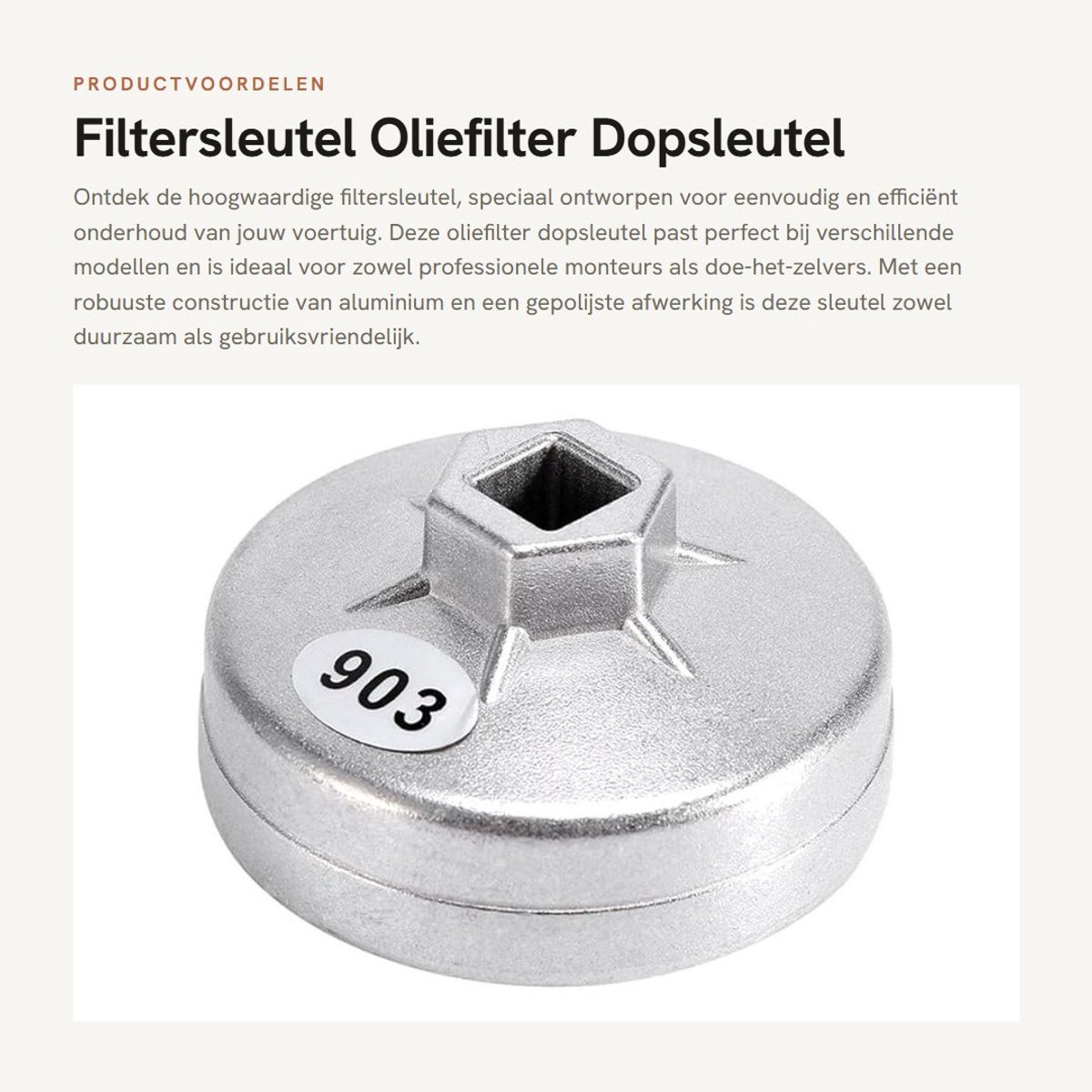 Dailygoods- Oliefilterdopsleutel 74mm - Aluminium - Professioneel Ontwerp - Slijtvast - Corrosiebestendig - Eenvoudig te Installeren - Filtersleutel