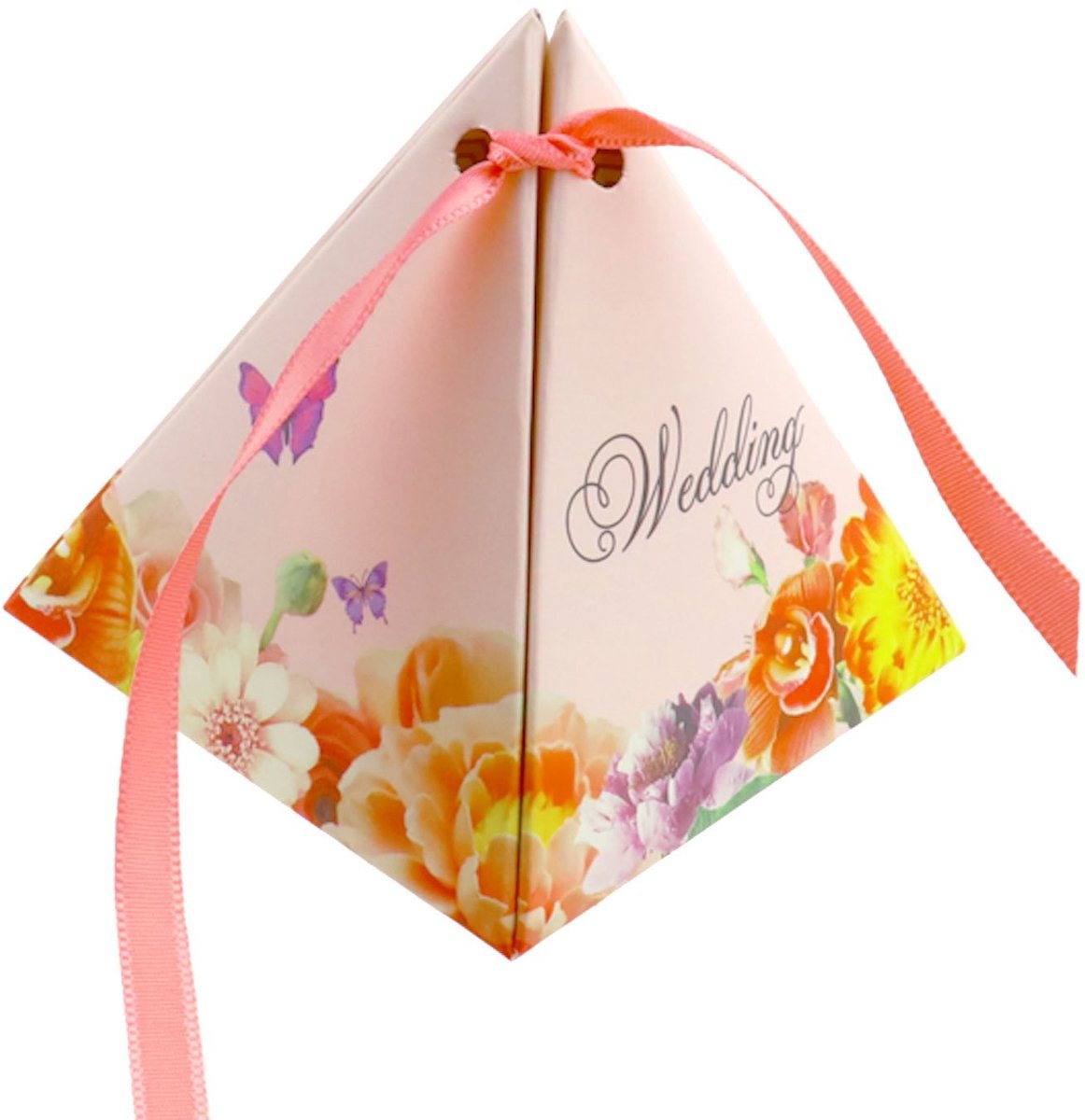 Dailygoods- Geschenkdozen Luxe Kwaliteit - Bruiloftsgeschenkdozen - Papier/Linten - 100 Stuks - 7,5 x 7,5 x 7,5 cm - Beige - Trouwdozen