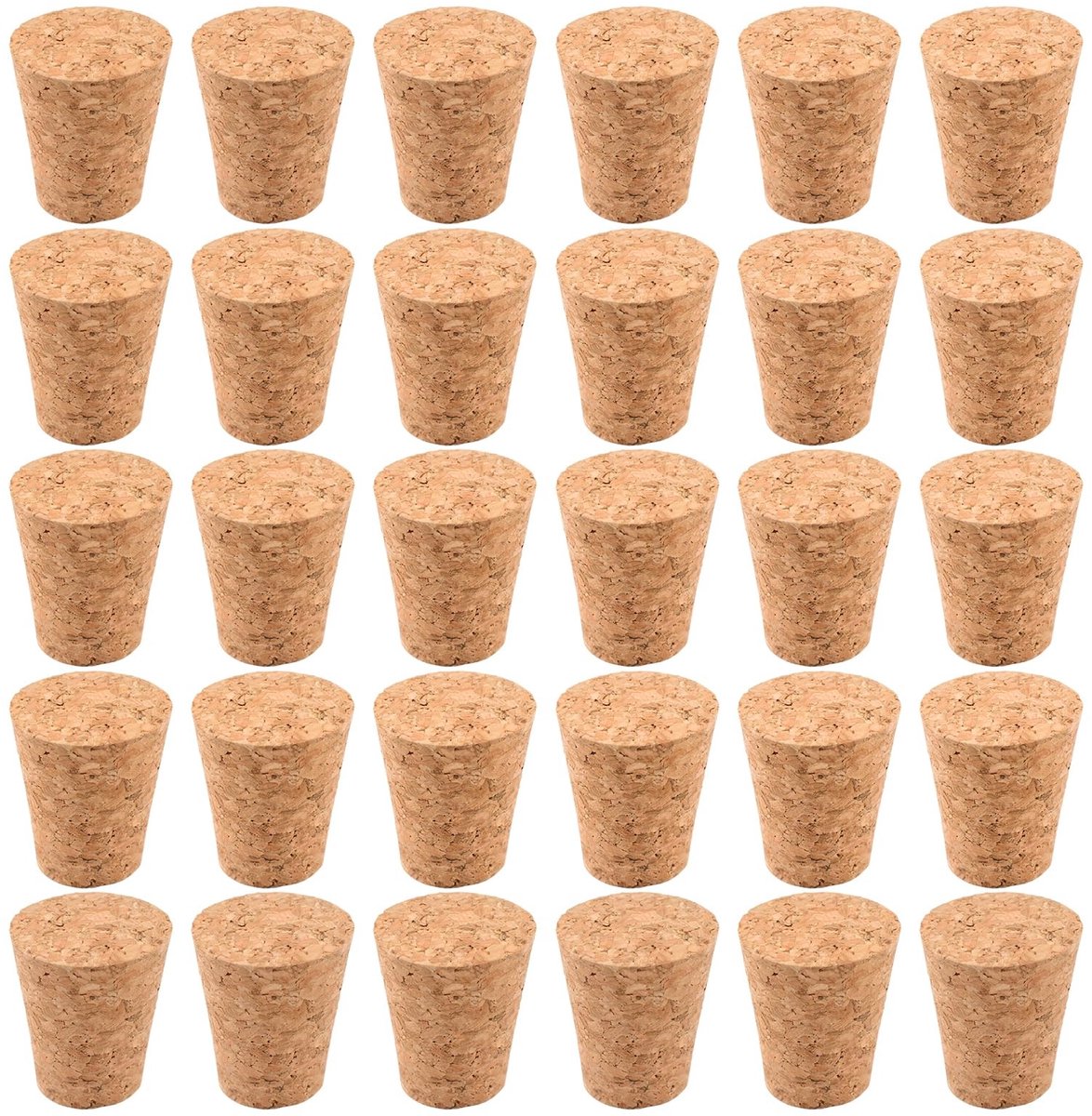 Dailygoods- Kurkstops 32 Stuks - Taps Toelopende Flesstop - Herbruikbare Sluitingen - Lichtbruine Kurk - Creatieve Knutselactiviteiten - Veilig Afdichten