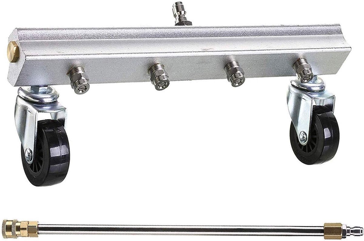 Dailygoods- Waterbezem 33 cm - Hogedrukreiniger 4000 PSI - Terrasreiniger - Uitschuifbare Steel - Voor Trottoir/Oprit - Hoogwaardige Kwaliteit