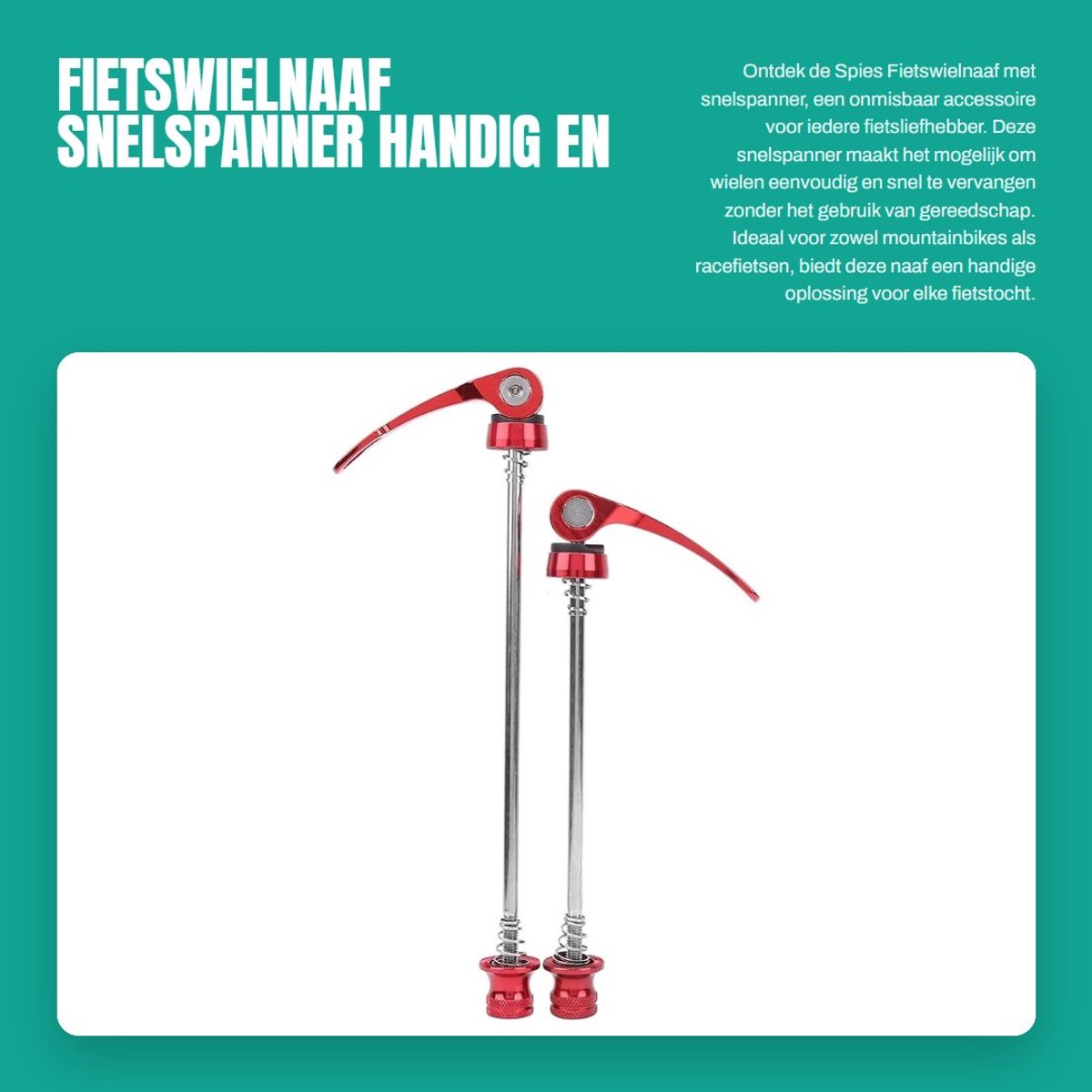 Dailygoods- Fietswielnaaf Snelspanner - Mountainbike/Racefiets - Handig/Arbeidsbesparend - Duurzaam - Hoogwaardige Sluitringen - Gereedschapsloos Vervangen - Fietsnaaf