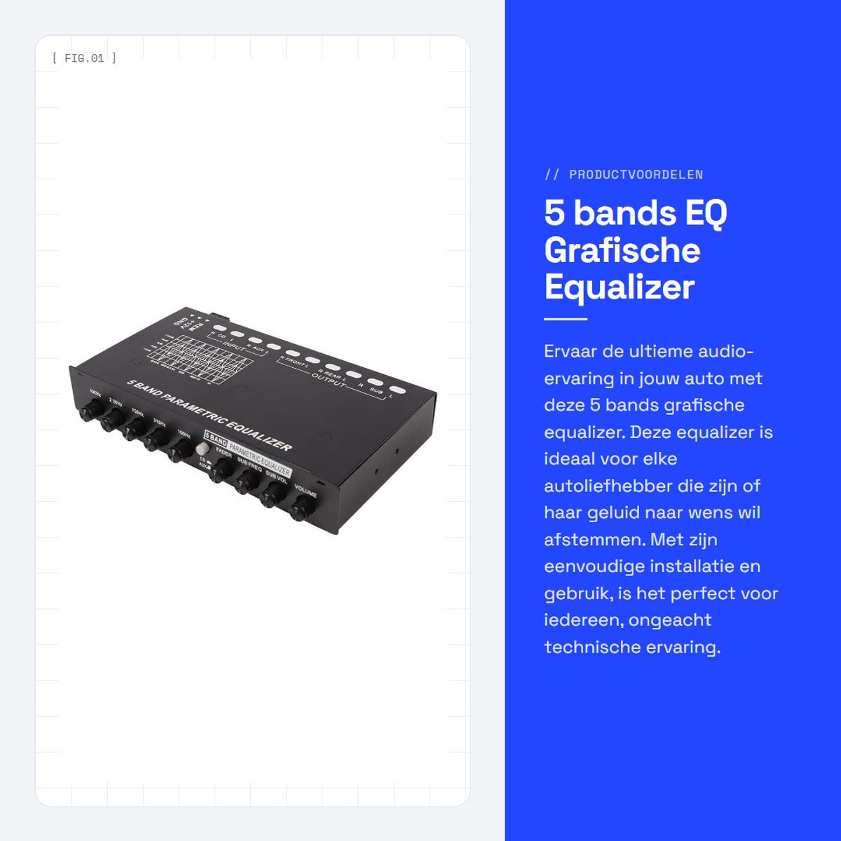 Dailygoods- Grafische Equalizer 5 Bands - Auto Equalizer - Verbeterde Geluidskwaliteit - Eenvoudige Installatie - Nauwkeurige Afstemming - Gebruiksvriendelijk