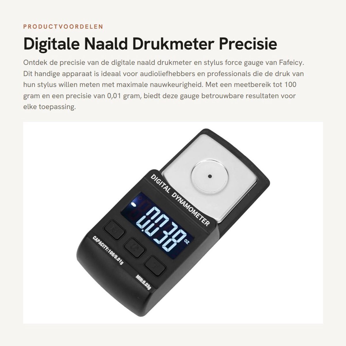Dailygoods - Digitale Naald Drukmeter - Precisie Drukmeting - LCD Display - 100g/0.01g Precisie - Handig en Betrouwbaar - Geschikt voor Professioneel...