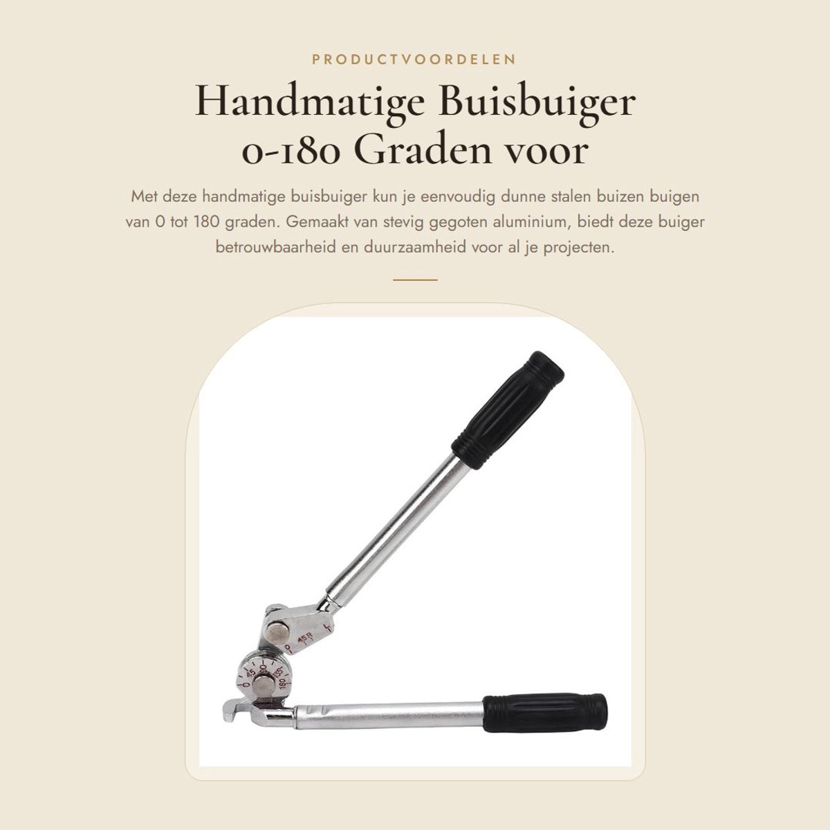Dailygoods- Buisbuiger 0-180 Graden - Handmatige Buisbuiger - Stevig Gietaluminium - Voor 6 Mm Dunne Stalen/Pijpen - Universeel Buiggereedschap - Ideaal voor Bouwplaatsen - Pijpbuiger