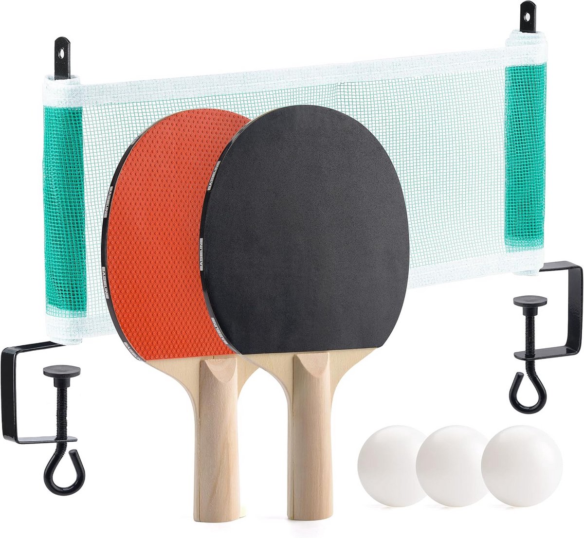 Tafeltennis Set - Ping Pong - Familie Spel - Inclusief Net - 2 Batjes 3 Ballen - Zwart