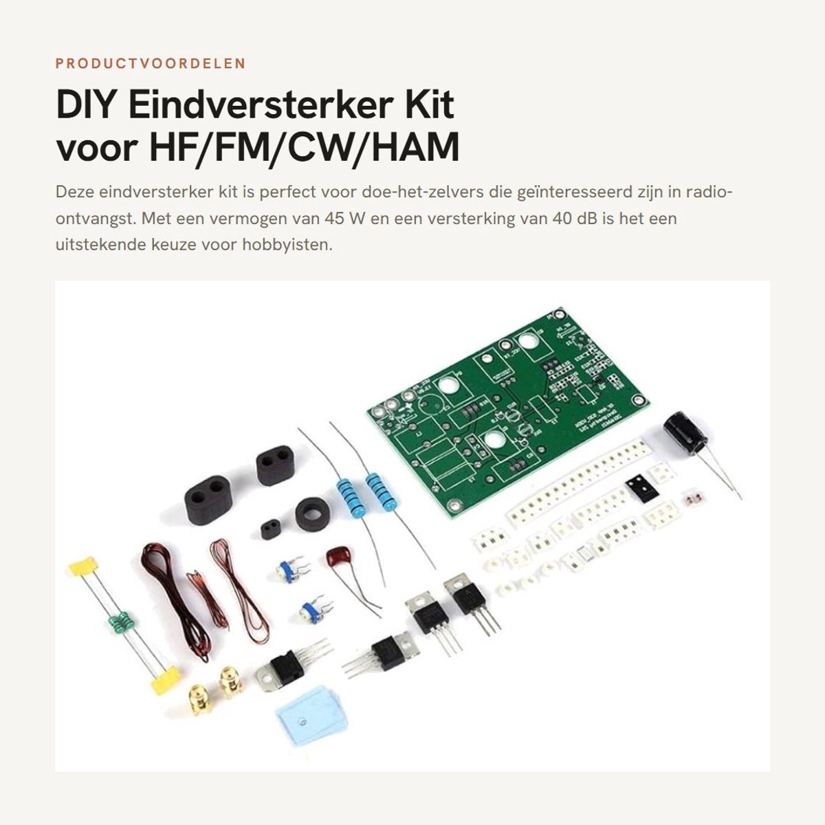 Dailygoods- Eindversterker 45 W 40 dB - Lineaire Versterker - SSB/CW/FM - DIY-kit - Hoge Kostenprestaties - Eenvoudig te Installeren