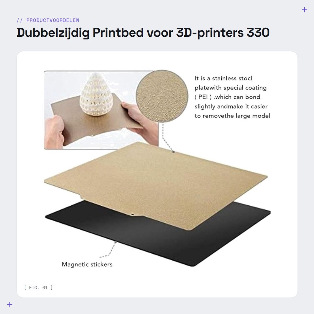 Dailygoods- Printbed Dubbelzijdig - Hoge Temperatuurbestendigheid - Magnetische Basis - 330 x 330 mm - Sterke Oppervlaktehechting - Geen Lijm Nodig - 3D-printer Bed