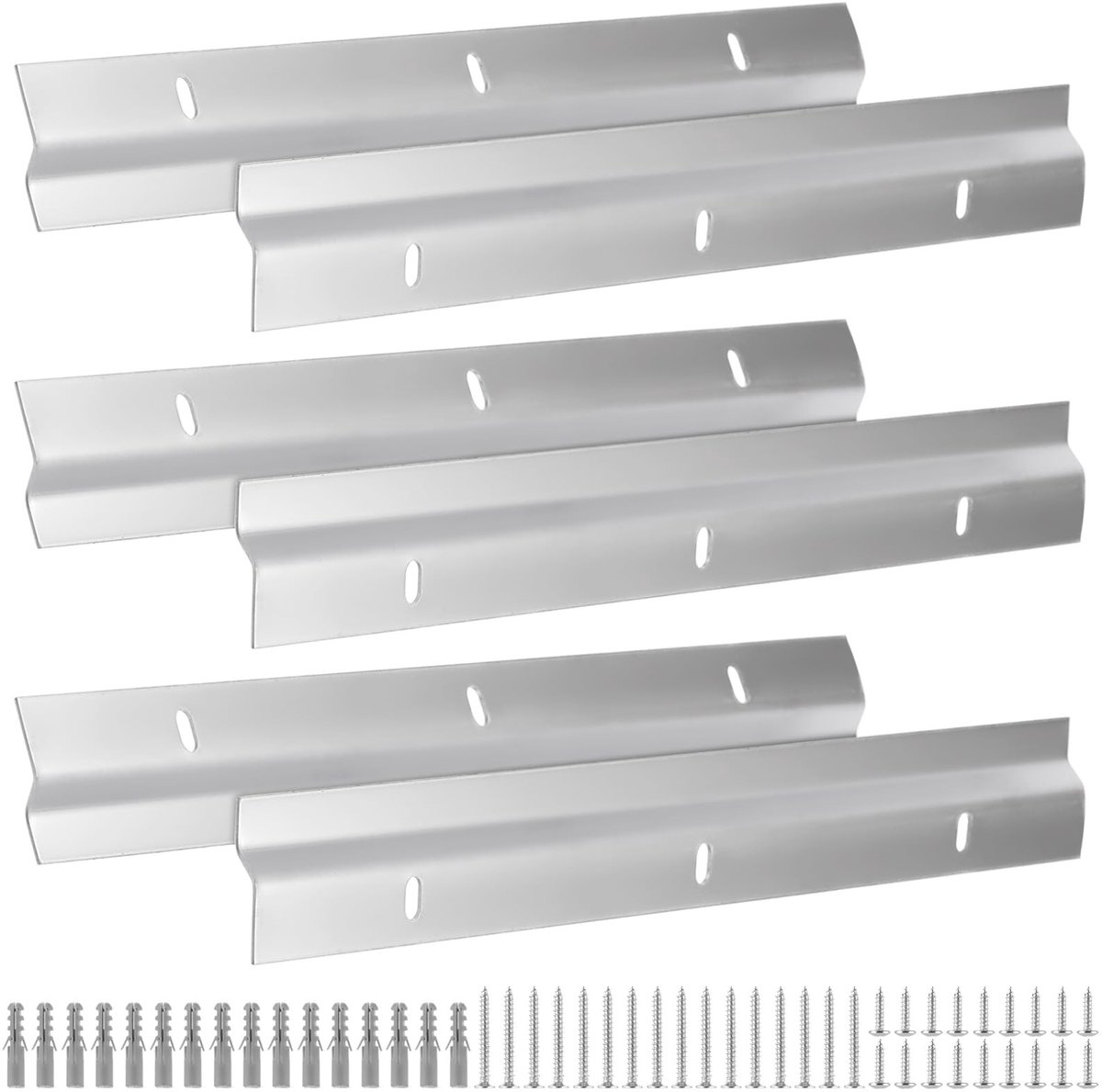 Dailygoods- Z Klemmen Set van 6 - 30 cm Wandbeugel - Robuust Aluminium - Voor Foto's/Mirrors/Schilderijen - Tot 10 kg Draagvermogen - Inclusief Schroeven/Dowels - Wandbeugels