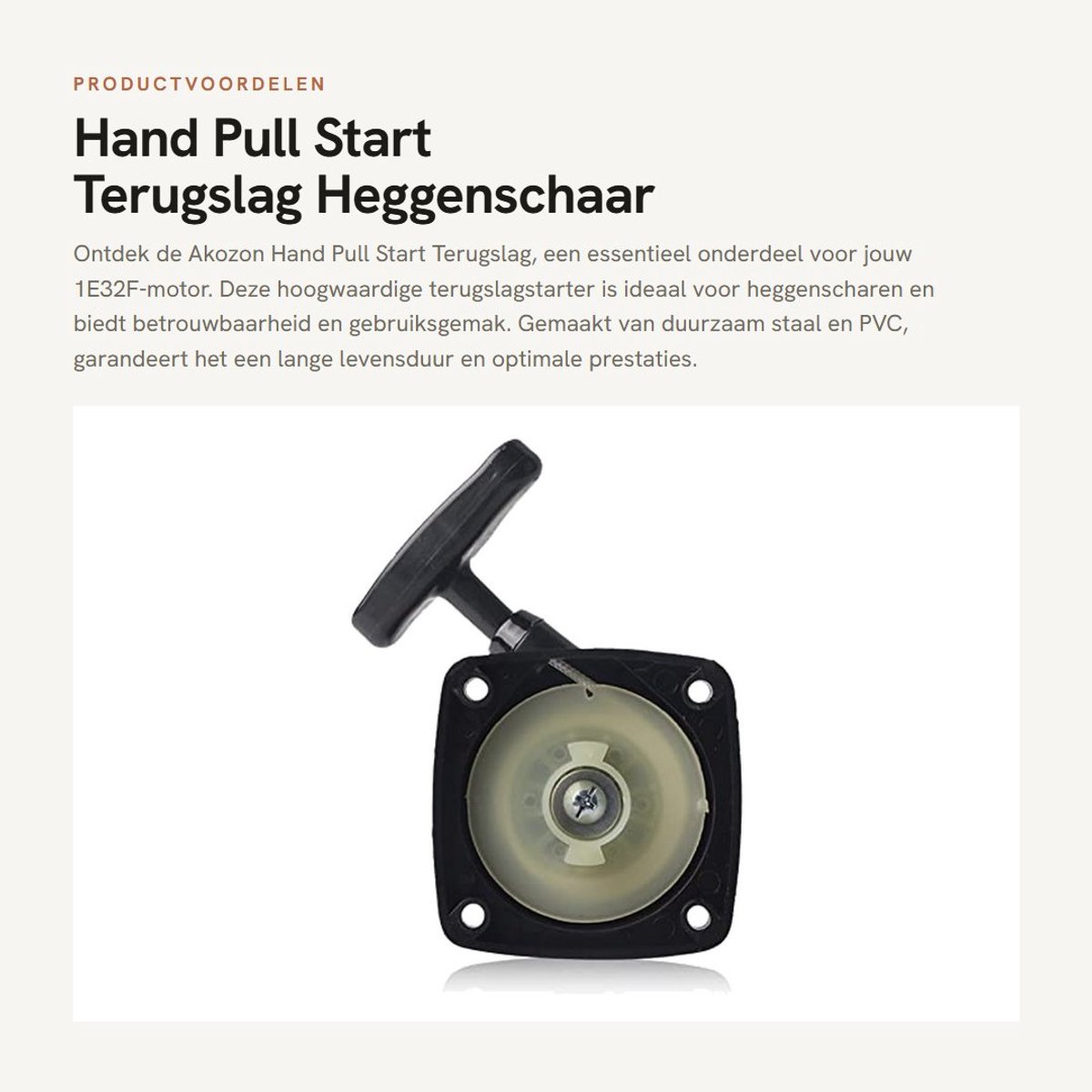 Dailygoods- Terugslag Pull Starter 100% Nieuw - Gaskabel - Staal/PVC - 94cm - Compatibel met 1E32F Motor - Handmatige Starter - Handstarter