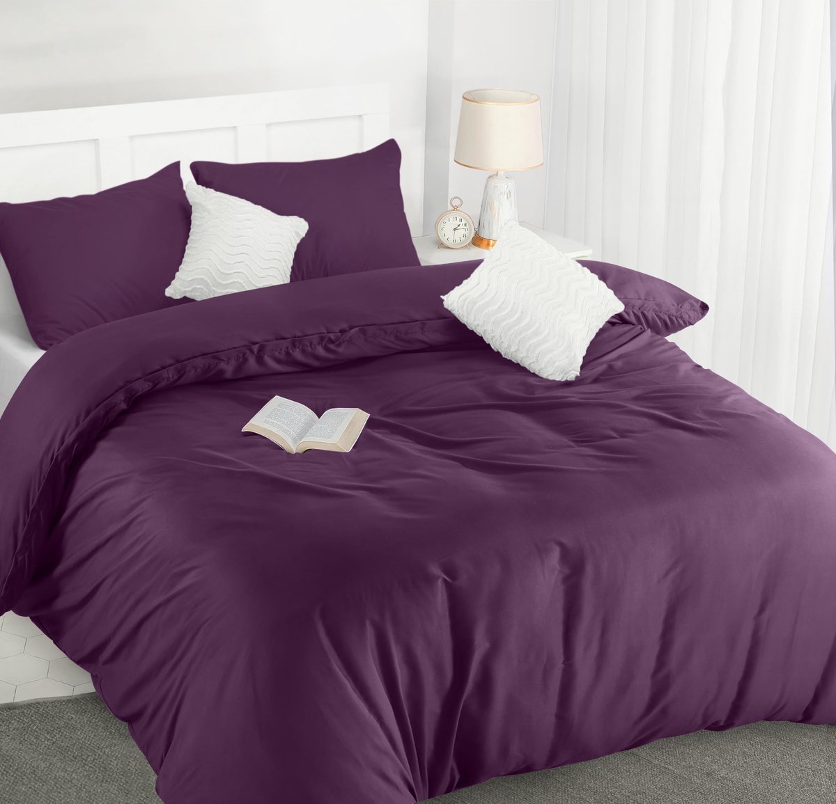 Dailygoods- Dekbedovertrek Set - Zachte Microvezel 200x200cm - Kussenslopen 50x75cm - Beddengoed - Paars - Comfortabel en ademend