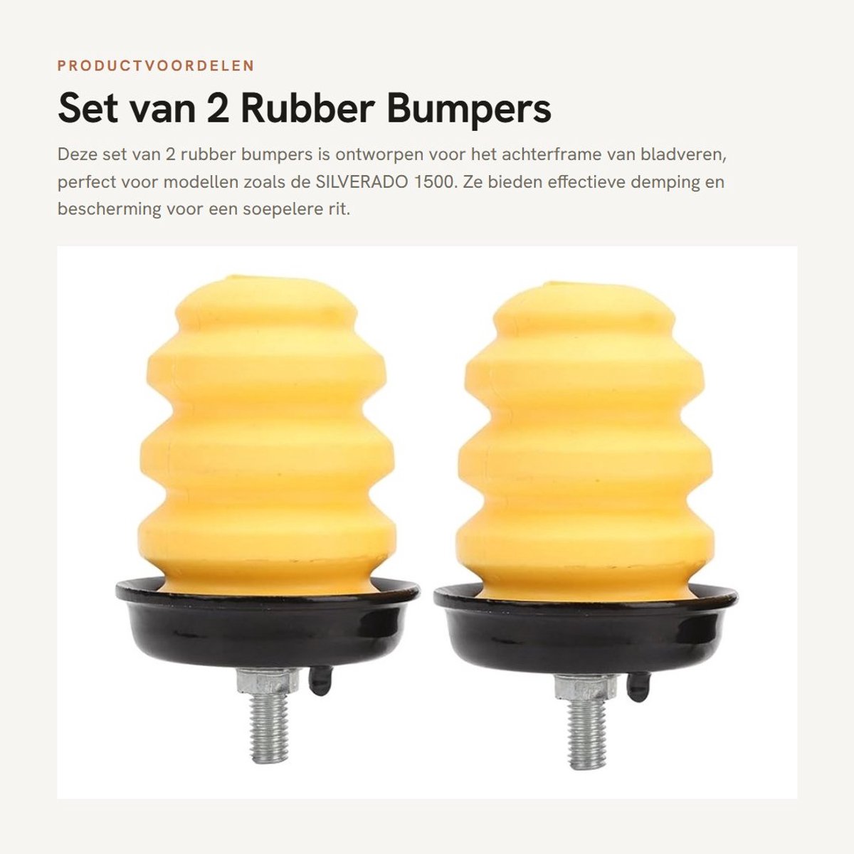 Dailygoods- Rubber Bumper - 2 Stuks - Achter Frame - Hoge Schokabsorptie - Bladveer Bumper - Bump Stop - Geschikt voor SILVERADO 1500 - Schokdemper