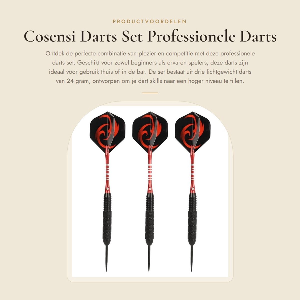 Dailygoods- Darts Set 24g - Professionele Darts - Stalen Punt - Antislip Flight - Lichtgewicht Darts - Geschikt voor Dartbord - Dartpijlen