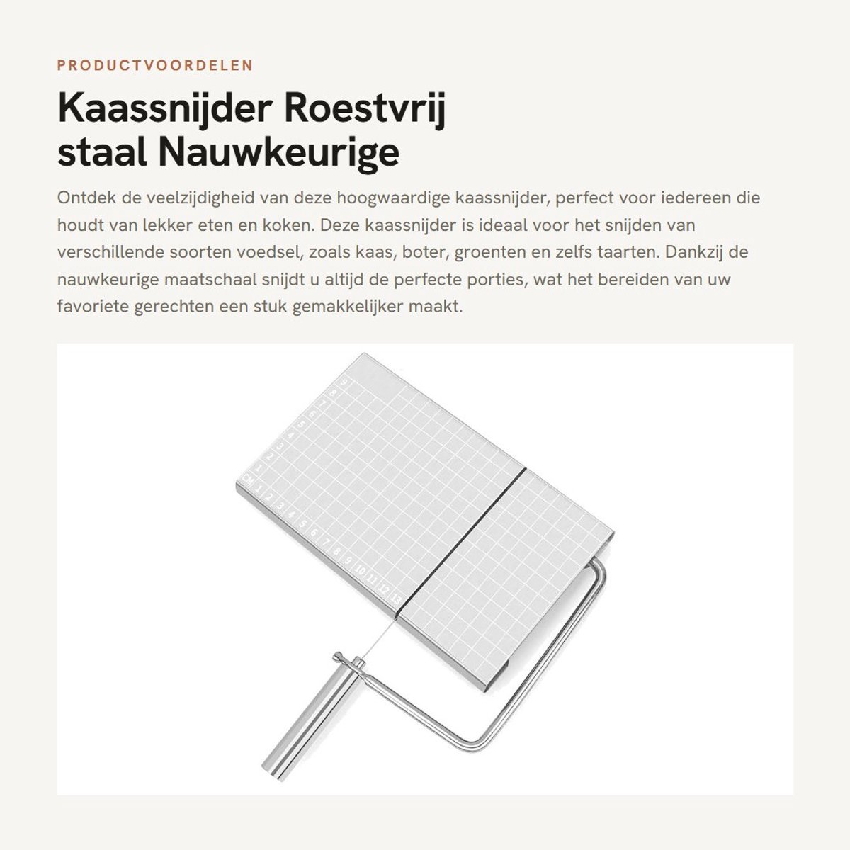 Dailygoods- Kaassnijder roestvrij staal - Kaassnijder met draad - Kaassnijder met mes - Antislip voetjes - Geschikt voor zacht voedsel - 480g gewicht - Kaasmes