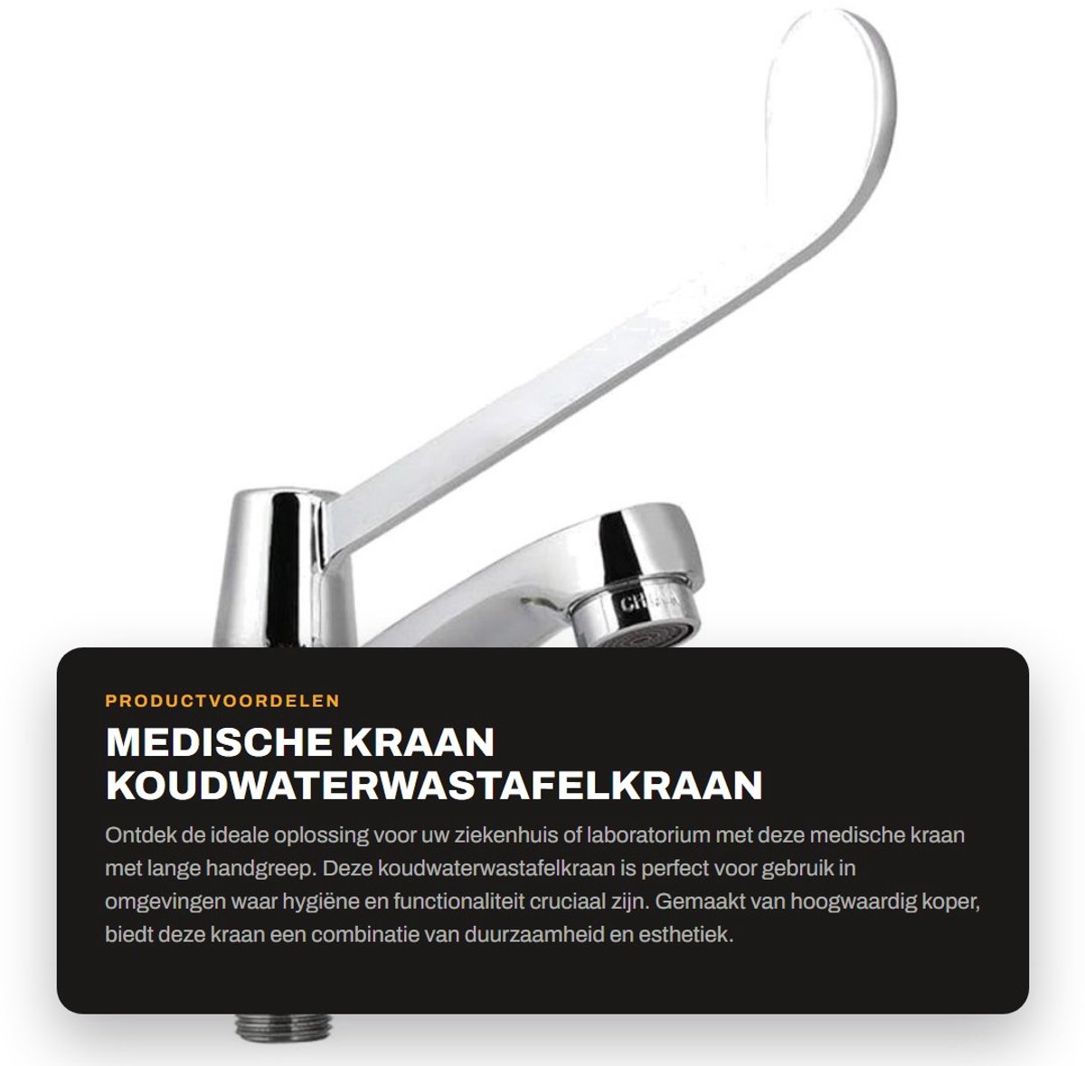 Dailygoods- Wastafelkraan Medisch - Koudwaterkraan - G1/2 Verbinding - Koper - Duurzaam - Corrosiebestendig - Laboratoriumkraan