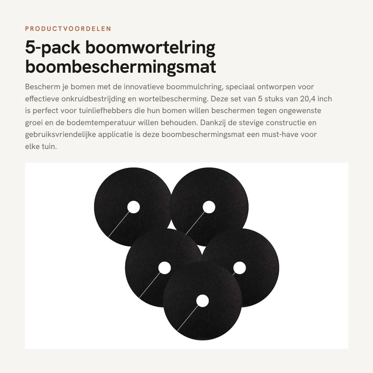 Dailygoods - 5-pack boomwortelring - boombeschermingsmat - onkruidbestrijding - 20,4 inch - wortelbescherming - ideaal voor tuin - eenvoudig in gebruik