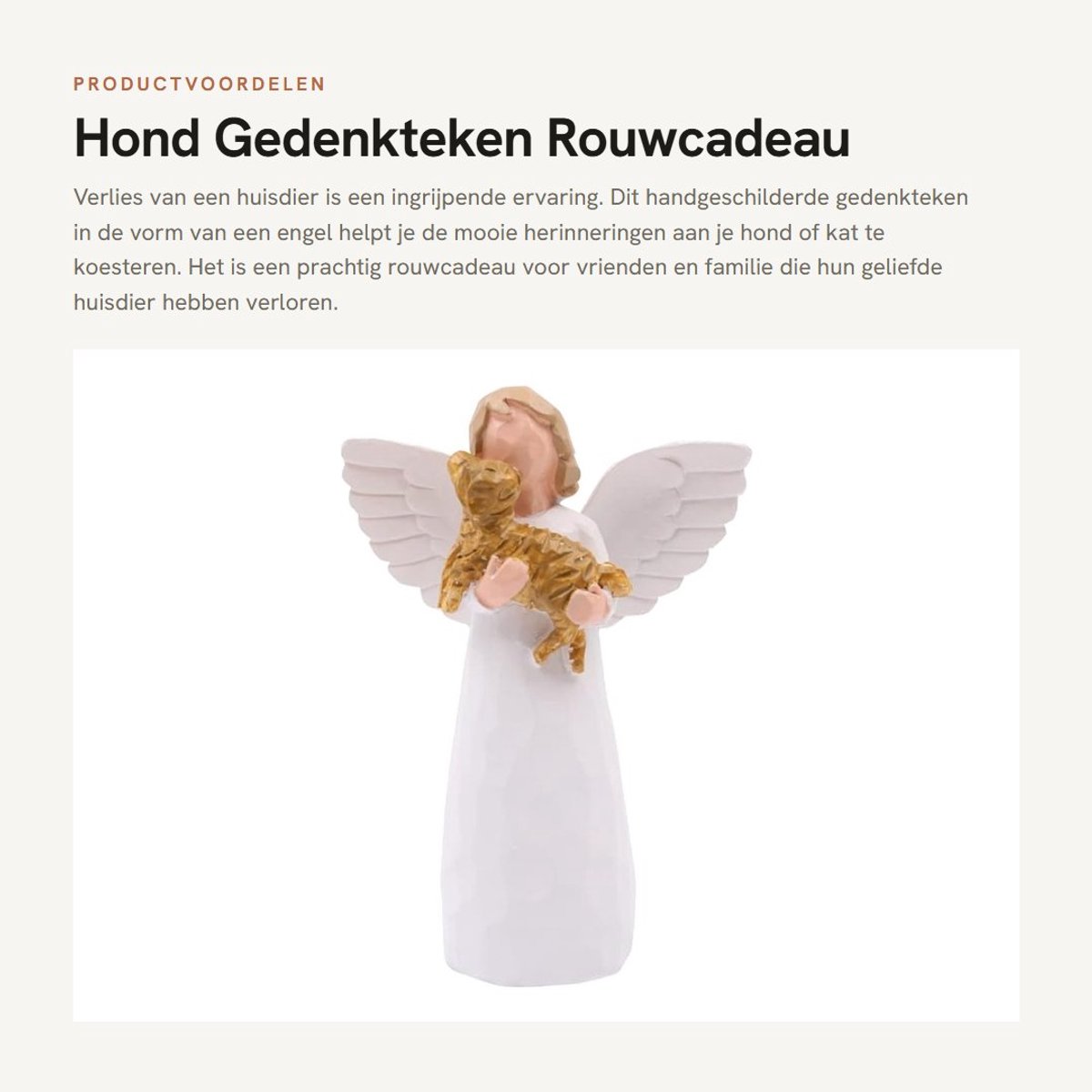 Dailygoods- Gedenkteken Handgeschilderd - Engel Figurine - Rouwcadeau - Huisdier - Herinnering - Hoogwaardig Hars - Herdenkingsbeeldje