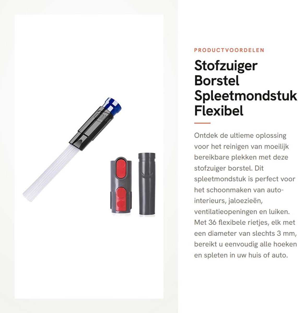 Dailygoods- Stofzuigerborstel Spleetmondstuk - Universeel Spleetgereedschap - Flexibel - Voor Stofzuiger - Geschikt voor Auto en Huishouden