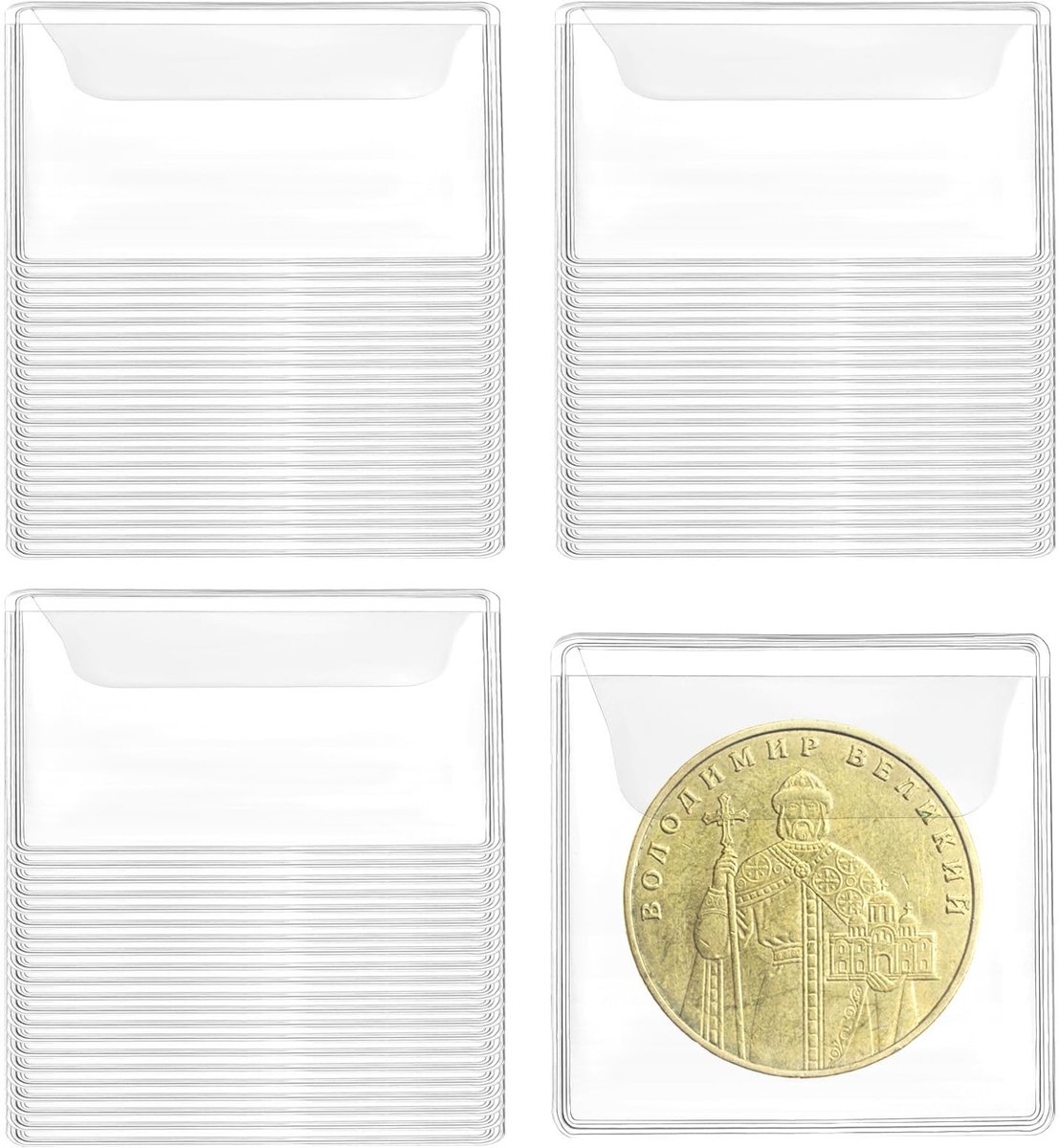 Dailygoods- Muntencovers Set van 50 - Transparante Coin Covers - Coin Houder - 5.5 x 5.5 cm - PVC - Bescherming tegen roest - Muntencaps