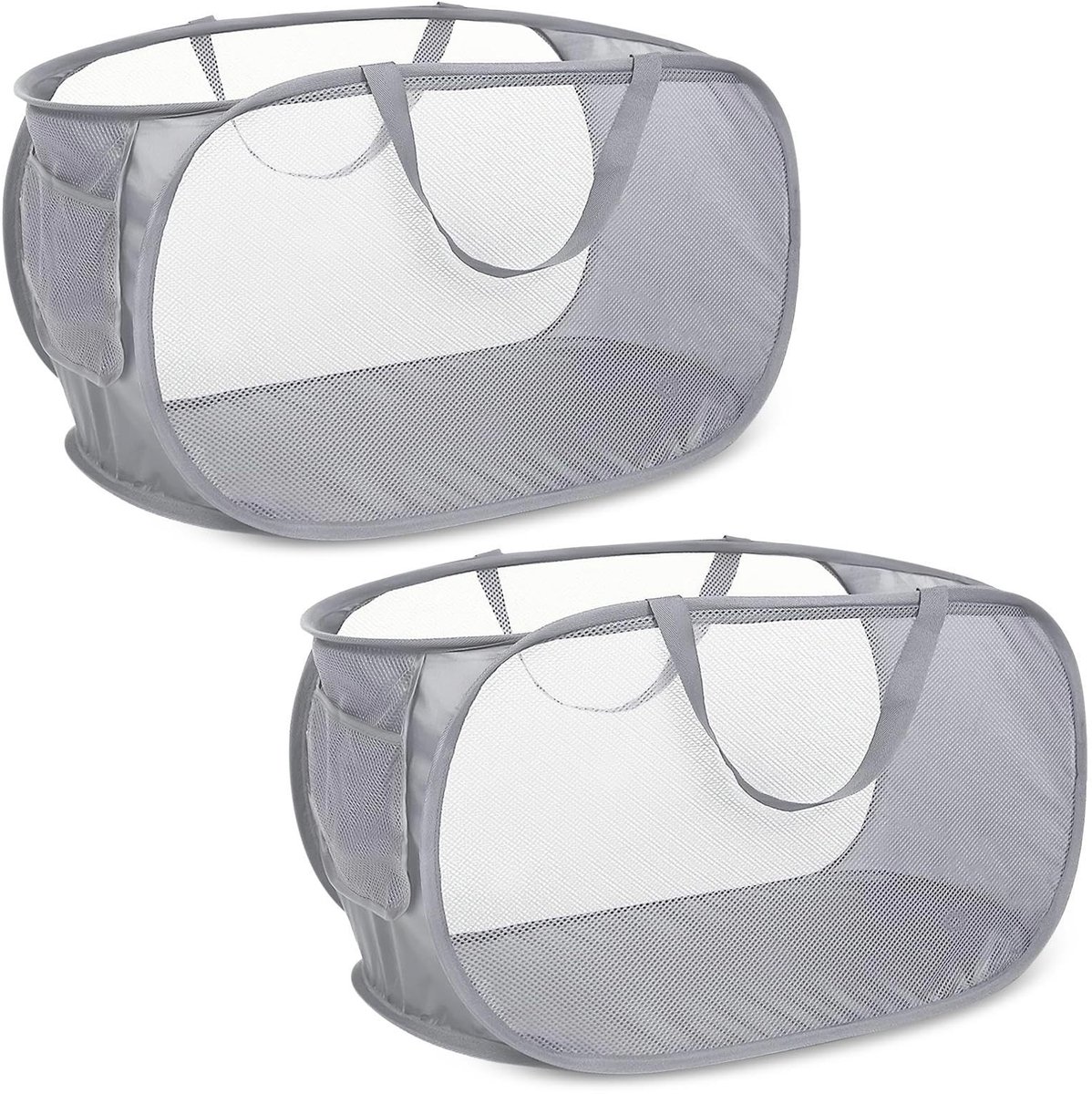 Dailygoods- Wasmand 2 Stuks - Vouwbare Wasmand - Grote Capaciteit - Mesh Wasmand - Lichtgewicht en Duurzaam - 58 x 36 x 36 cm - Wasmanden