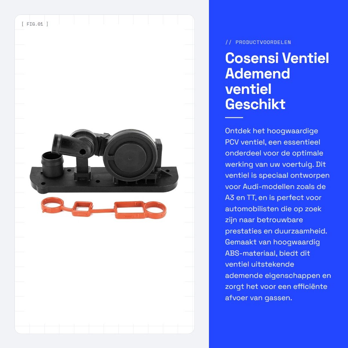 Dailygoods- PCV Ventiel Gloednieuw - Ademend Ventiel - ABS Materiaal - Passend voor A3/A4 - OE 06F129101N - Zwart