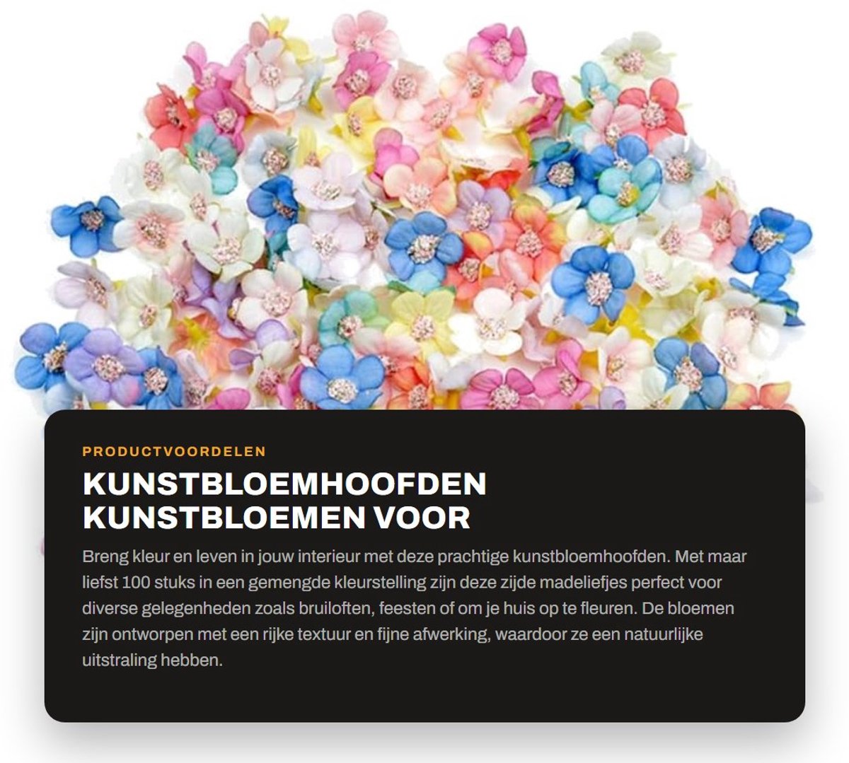 Dailygoods- Kunstbloemhoofden 100 Stuks - Zijde Madeliefje - Nep Bloemen Decoratie - Kunstbloemen Voor Thuis - Bruiloft/Feest Decoratie - Gemengde Kleuren - Nepbloemen