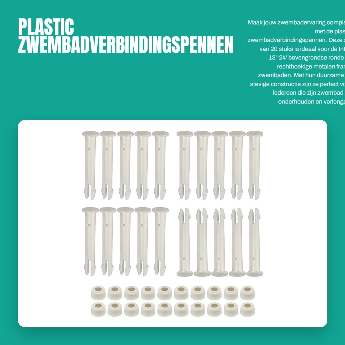 Dailygoods- Zwembadverbindingspennen 20 Stuks - Vervangende Onderdelen - Duurzaam - Eenvoudig te Installeren - Geschikt voor Intex 13'-24' Zwembaden - ABS Materiaal - Zwembadonderdelen
