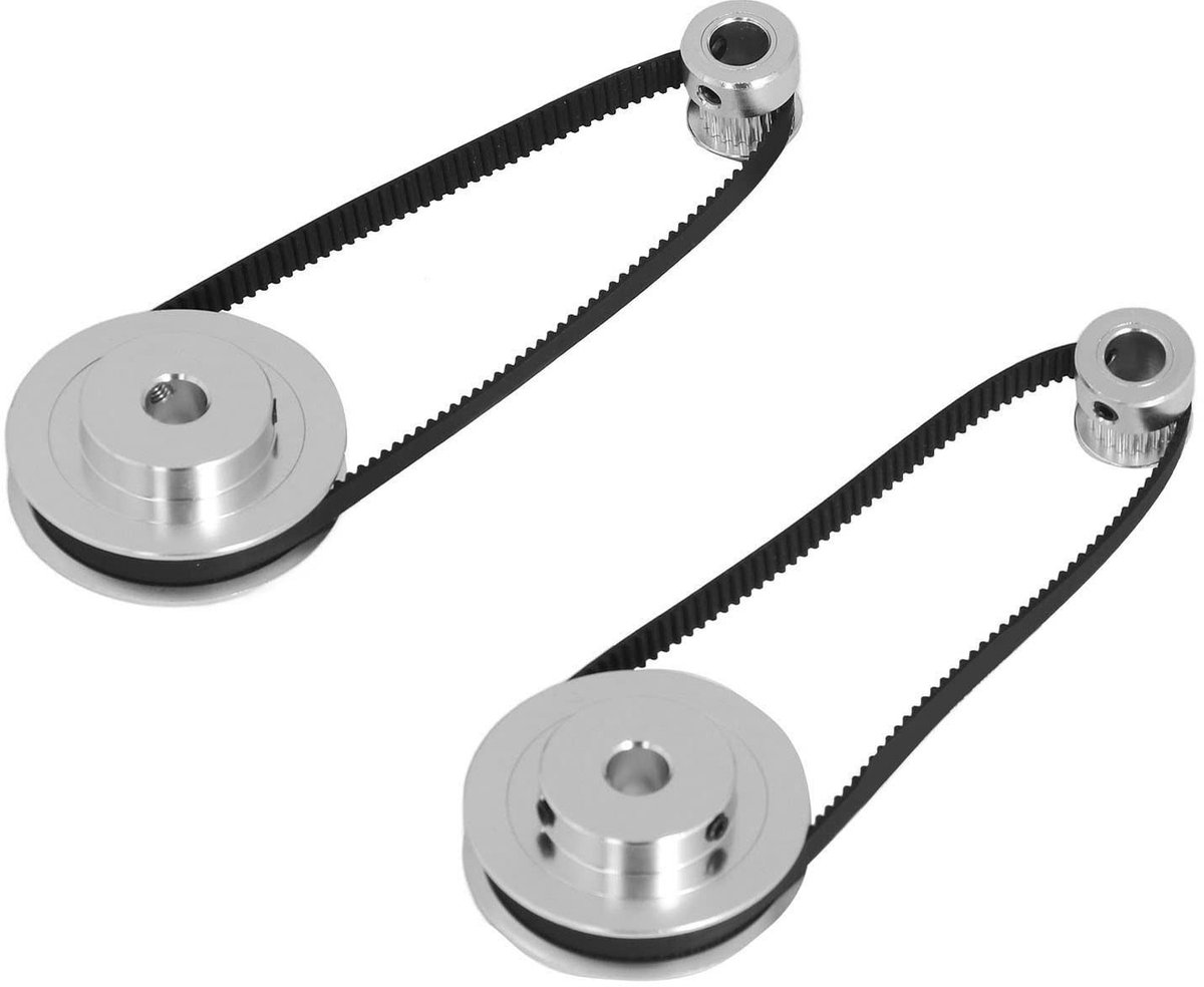 Dailygoods- Tandriemschijf Aluminiumlegering - Katrolset 20/60 Tanden - Rubberen Riem - Energiebesparend - Eenvoudig Te Installeren - Hoge Sterkte - Katrol