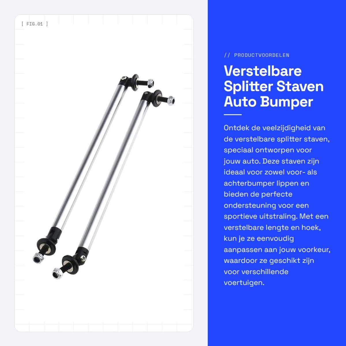 Dailygoods- Splitter Staven Verstelbaar - 200mm - 2 Stuks - Aluminiumlegering - Lichtgewicht - Eenvoudige Installatie - Stabilizer