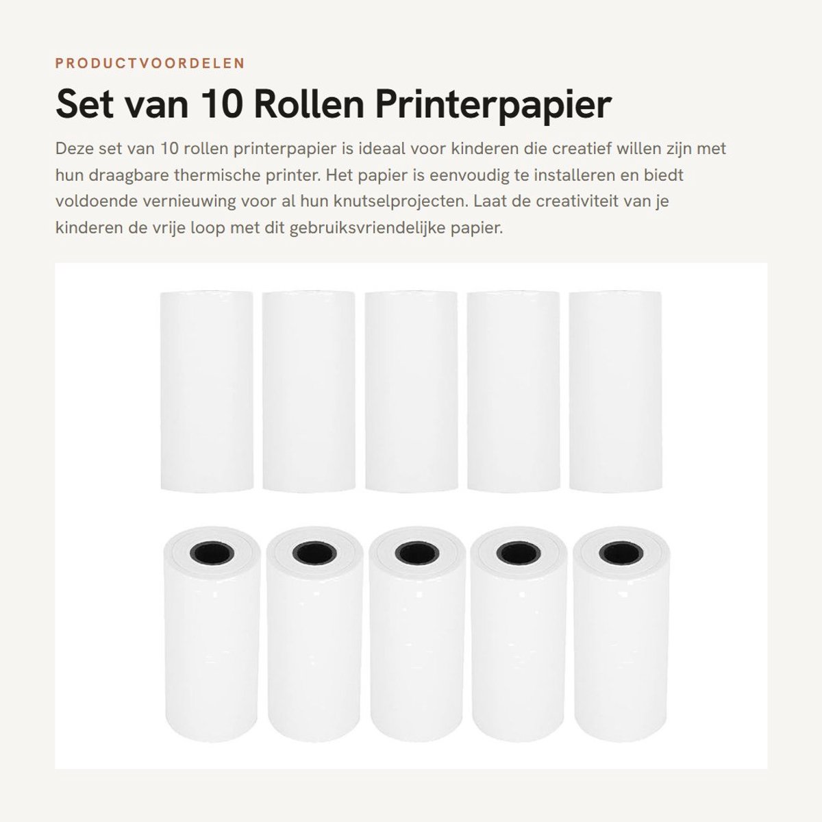 Dailygoods- Printerpapier A4 Wit - Thermisch Papier - Set van 10 Rollen - Eenvoudig te Installeren - Hoge Definitie Afdrukken - Geschikt voor Kindercamera