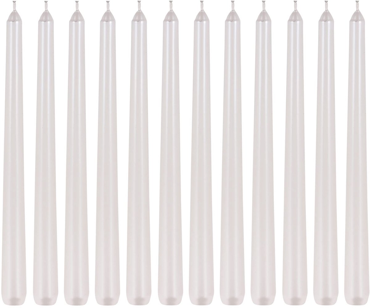 Dailygoods- Kaarsen Set - Dinerkaarsen/Puntige Kaarsen - 12 Stuks - 25 cm - 8 Uur Brandduur - Metallic Kleur - Decoratief voor Feestelijkheden - Dinerkaars
