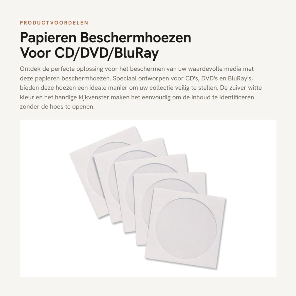 Dailygoods- Beschermhoezen 200 stuks - Papieren Hoes - Kijkvenster - CD/DVD/BluRay - 128 x 125 mm - Bescherming tegen stof en krassen