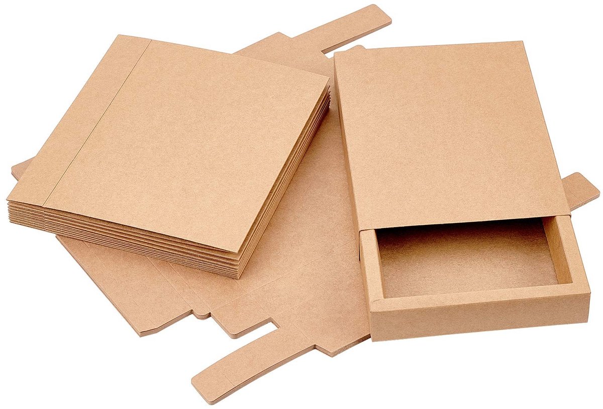 Dailygoods- Geschenkdoosjes 10 stuks - Vouwbare Doosjes - Kraftpapier - 20 x 15 x 3 cm - Voor Sieraden/Snoep - Creatieve Verpakking - Cadeaudoosjes