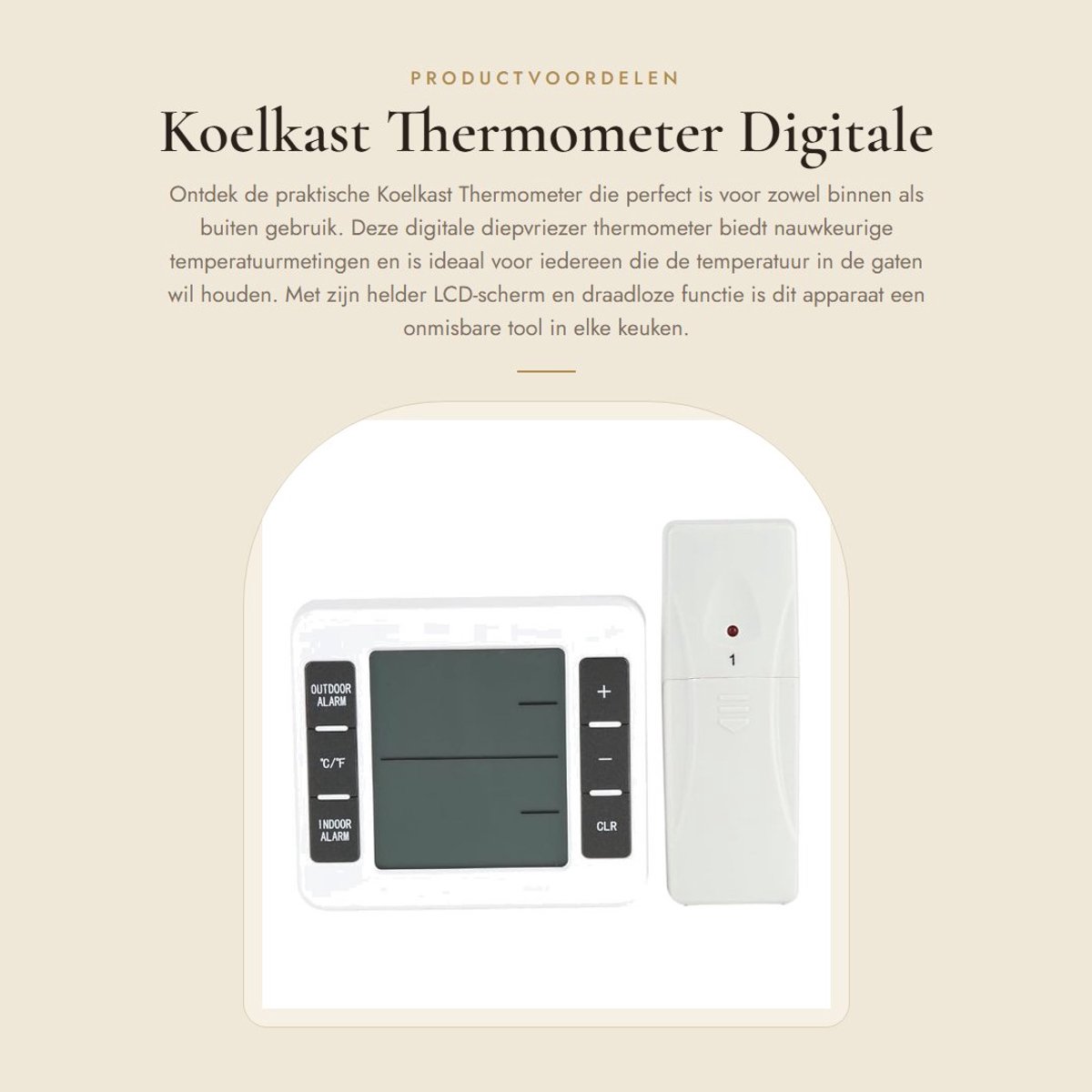 Dailygoods - Koelkast Thermometer - Digitale Temperatuursensor - Draadloos - LCD Scherm - Multifunctioneel - Voor Binnen en Buiten - Met Hoorbaar Alarm