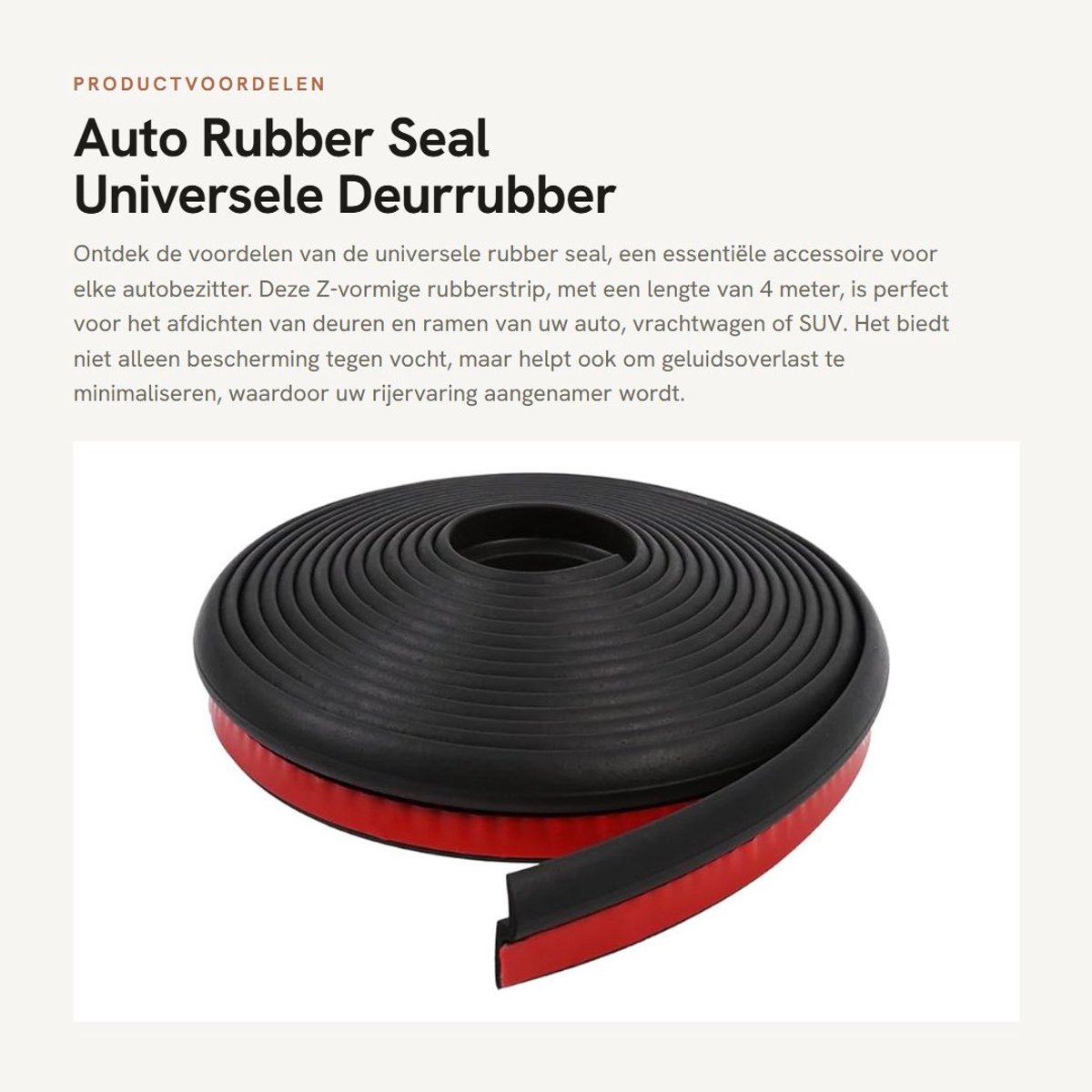 Dailygoods- Rubberen Afdichting Z-vorm - Universele Afdichting - 4 Meter Lengte - EPDM-Rubber - Geschikt voor Auto's/SUV's - Hoogte 2,3 cm