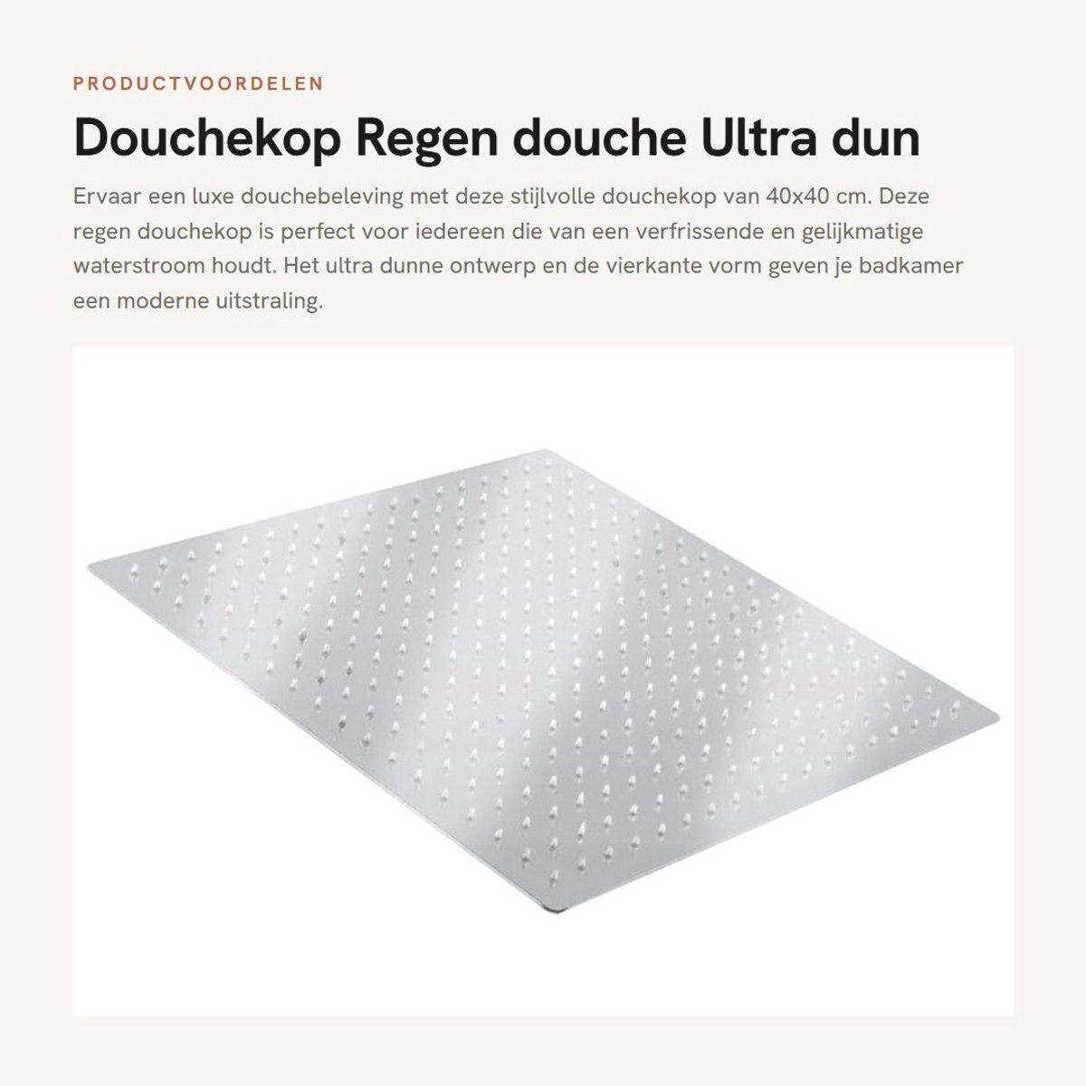 Dailygoods- Douchekop Hoge Druk - Douchekop Regendouche - Vierkante Douchekop - Roestvrij Staal - Ultra Dun - Eenvoudige Installatie - Regen Douchekop
