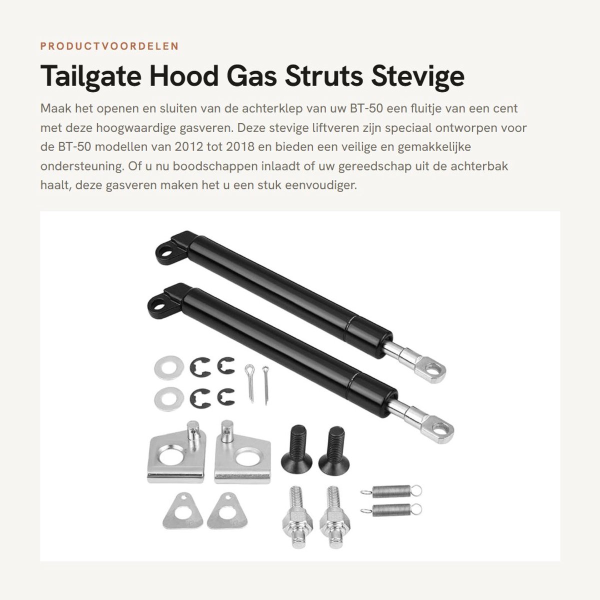 Dailygoods- Gasveer voor Klep - Vervangingsset voor BT-50 2012-2018 - Stalen Gasveren - 1 Paar - Schokbestendig - Gemakkelijk in gebruik - Tailgate Gas Strut