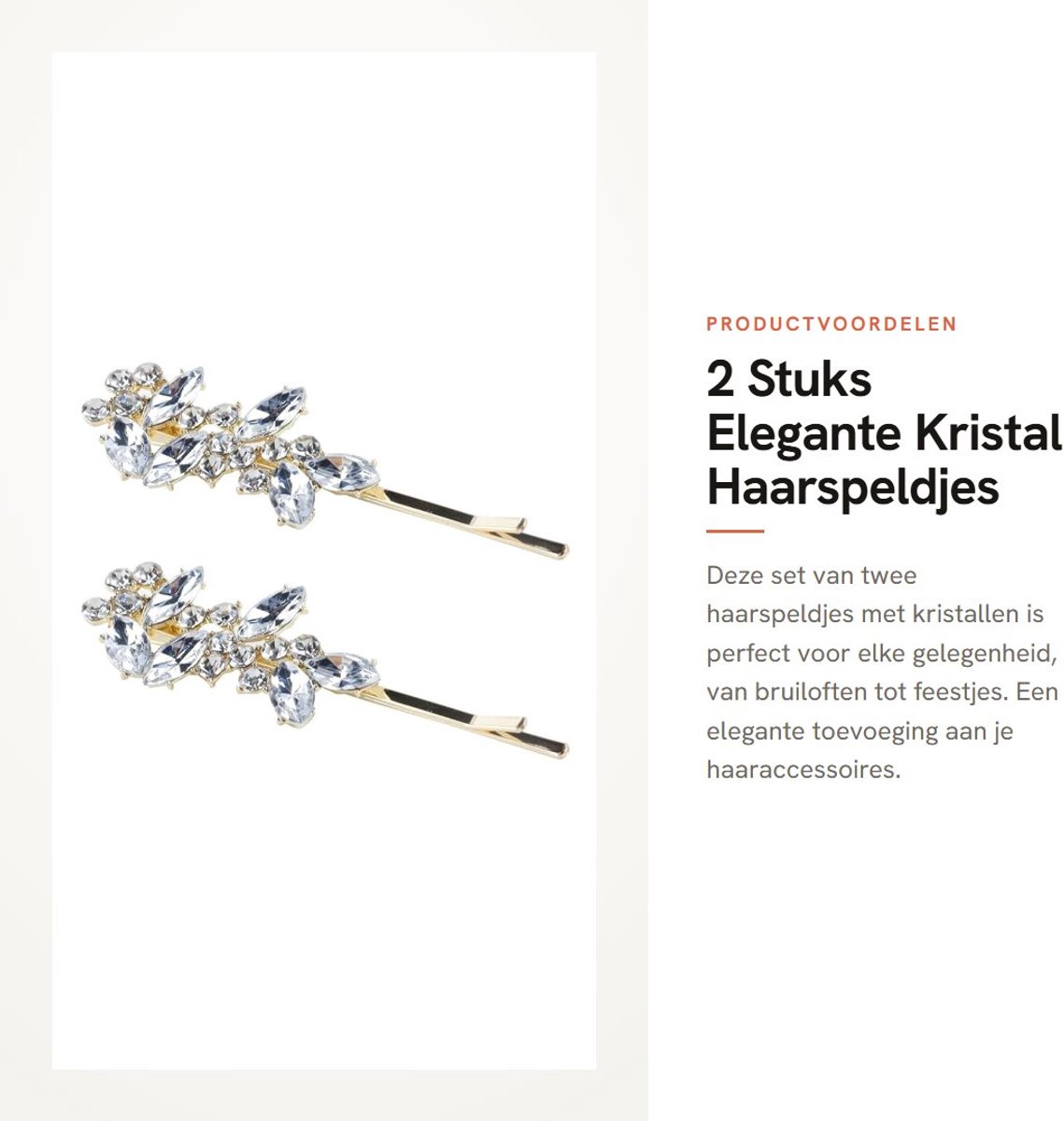 Dailygoods- Haarspeldjes 2 Stuks - Kristal Haaraccessoires - Bruidsaccessoires - Elegante Sieraden - Feestcadeau - Zinklegering met Strass