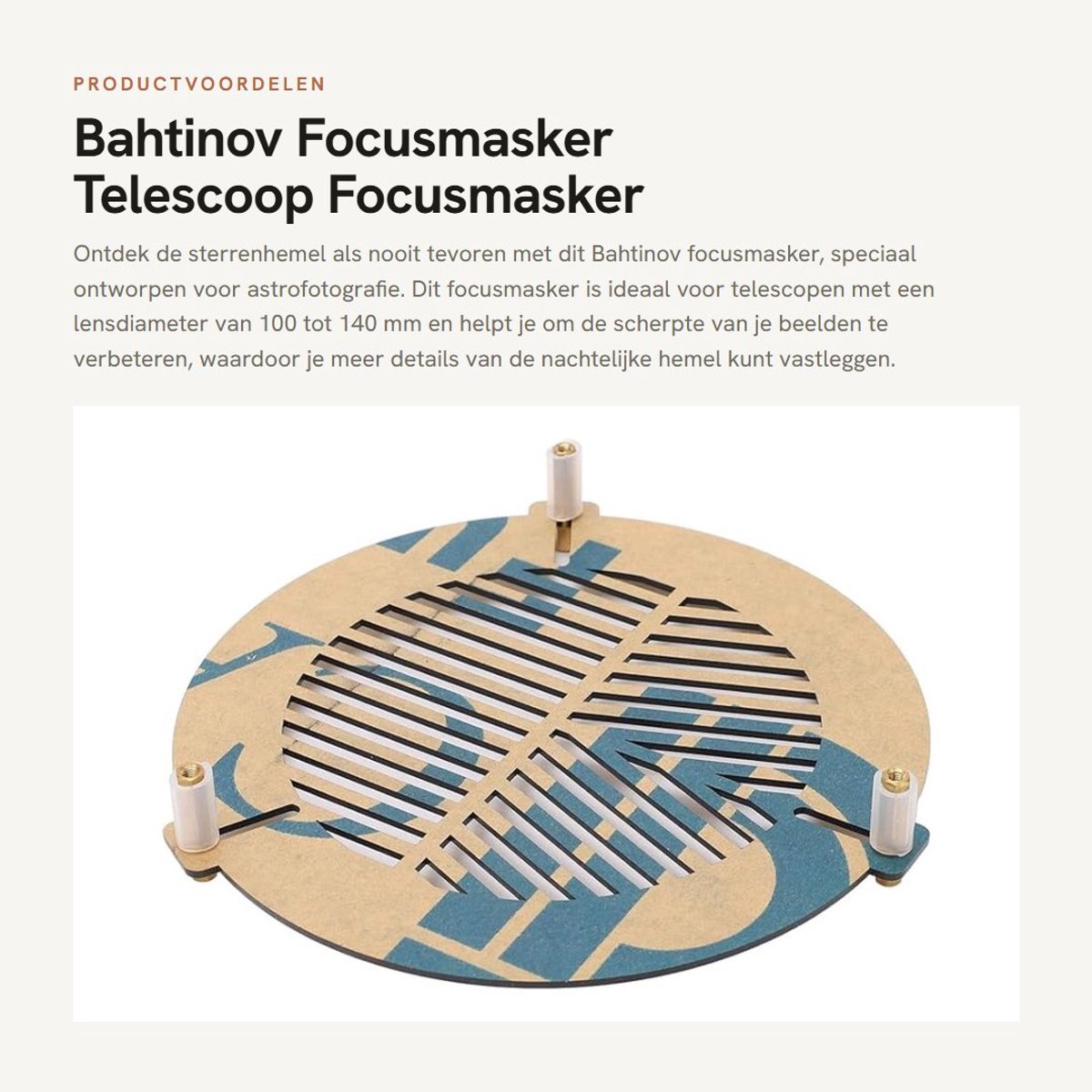 Dailygoods- Focusmasker Acryl 100-140 mm - Telescoop Focusmasker - Astrofotografie - Montageaccessoires - Lichtgewicht 38 g - Schokbestendig - Telescoopaccessoire