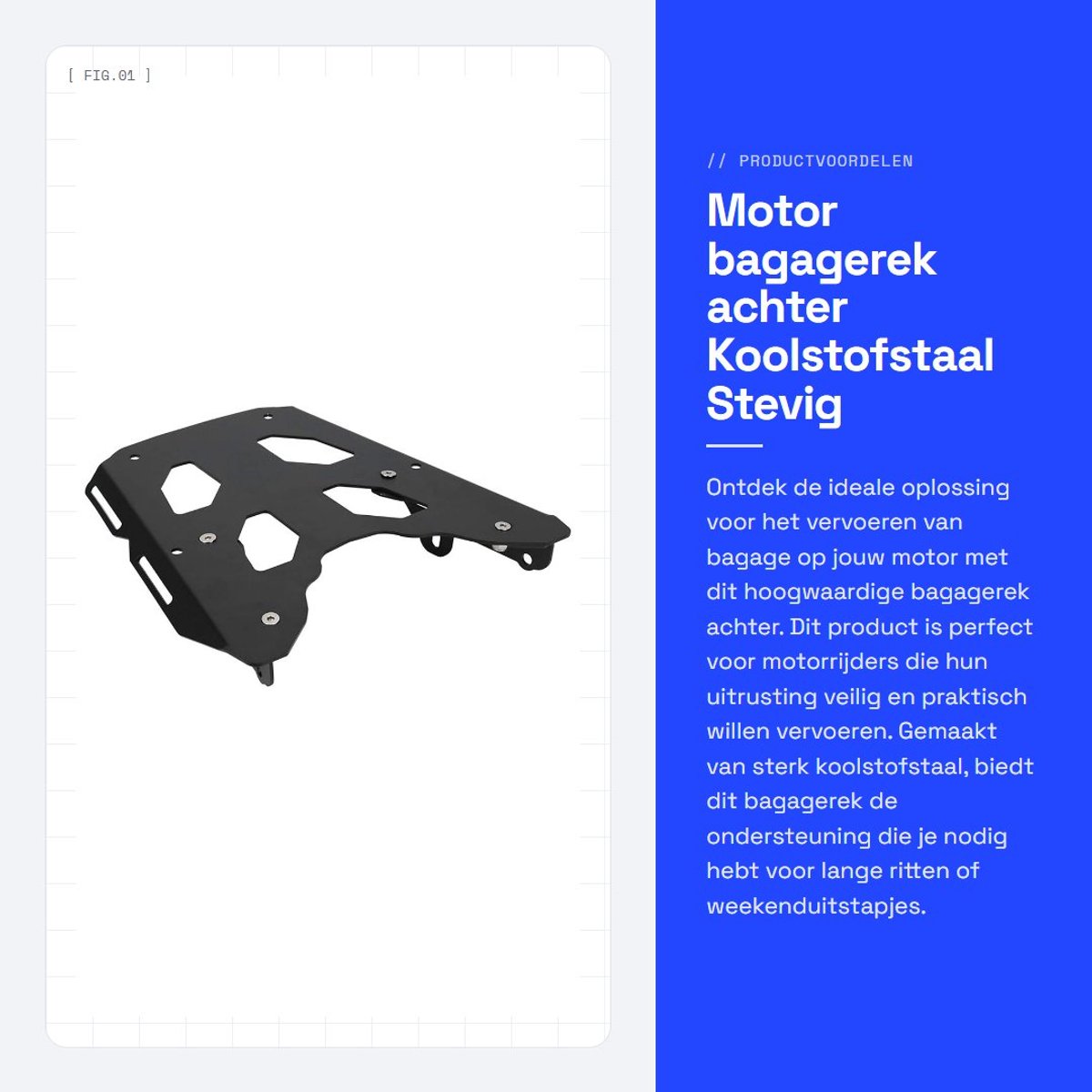 Dailygoods- Bagagerek Achter - Koolstofstaal - Geschikt voor 650 2015-2020 - Roestbestendig - Duurzaam - Inclusief Beugels en Montagegereedschap - Motorbagagedrager