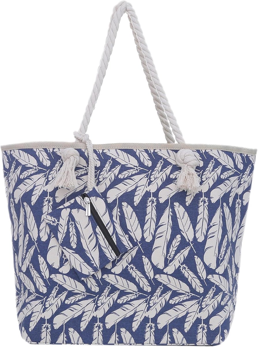 Strandtas met Rits - Shopper Schoudertas - Strandbezoek - Grote Binnenzak - 58 x 38 x 18 cm - Veelkleurig