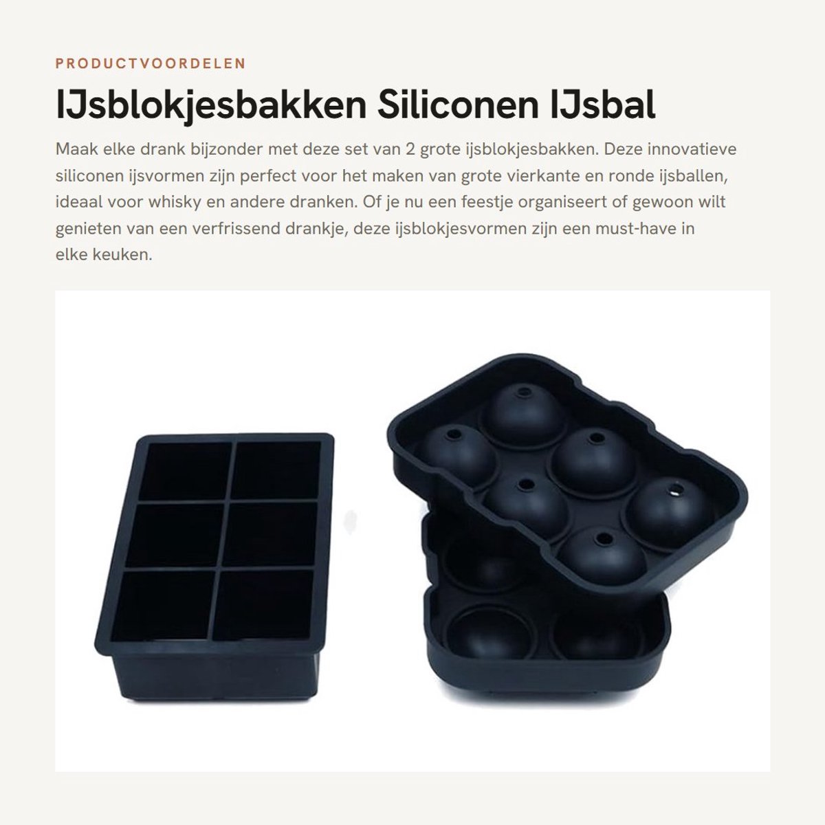 Dailygoods- IJsblokjesbak - 6 Cellen - Siliconen - Herbruikbaar - BPA-vrij - Ruimtebesparend - Deksel voor geurvrij bewaren - Ijsvorm