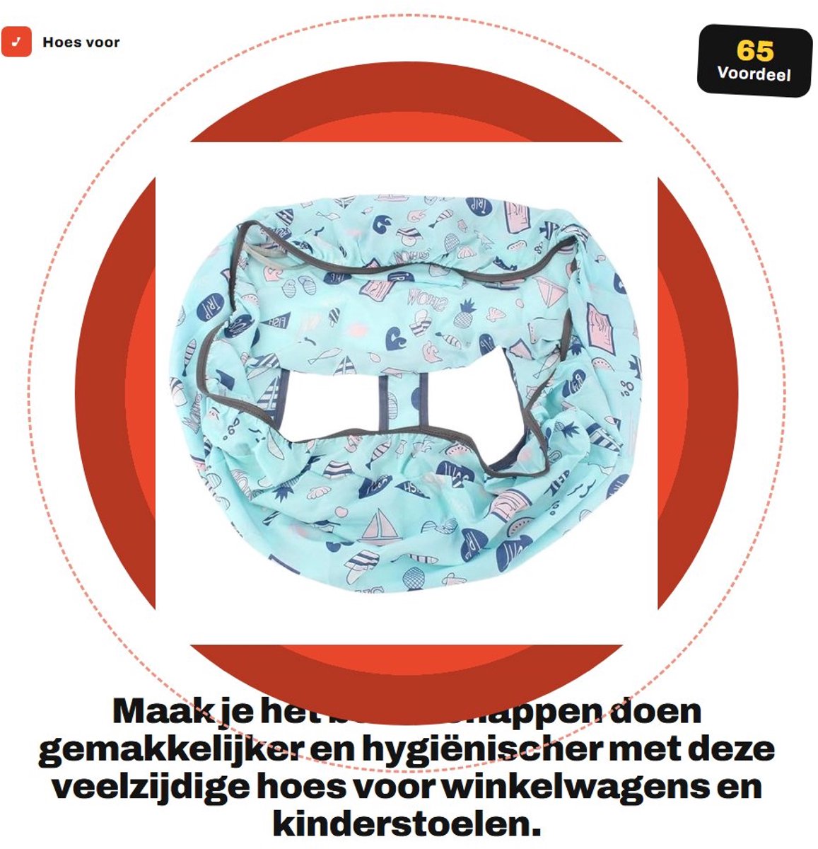 Dailygoods- Winkelwagenhoes 2-in-1 - Kinderstoelhoes - Comfortabel - Zacht - Antibacterieel - Opvouwbaar 65x35x40cm - Kinderwagenhoes
