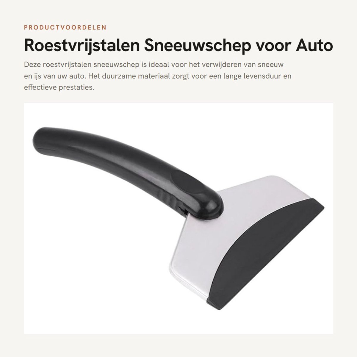 Dailygoods- Sneeuwschep Roestvrij Staal - Sneeuwschep voor Auto - IJskrabber - Waterdicht - PET-Kunststof - 18 x 11 cm