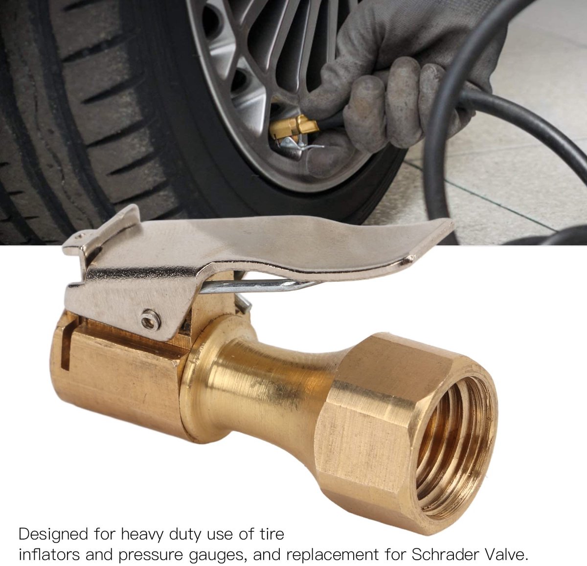 Dailygoods - Air Chuck Vergrendeling - Bandenpomp Adapter - Universeel - Messing Nozzle - Geschikt voor Inflators - Handige Connector