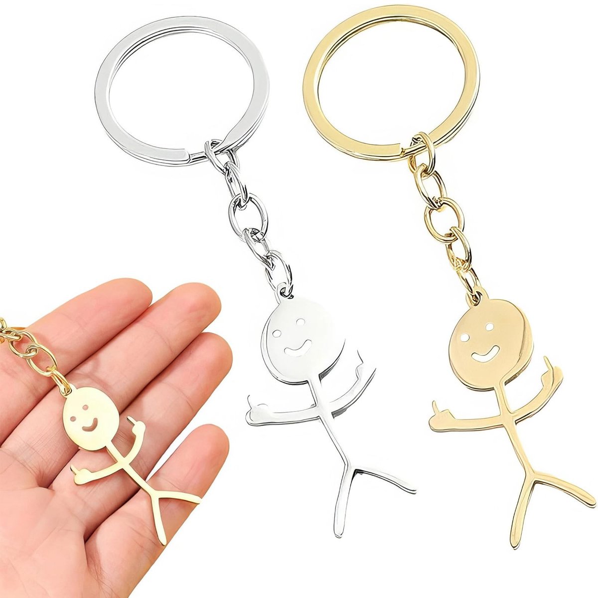 Dailygoods- Sleutelhanger Uniek - Sleutelhanger Auto - Sleutelhanger Ringen - Sleutelhanger Leer - Sleutelhanger Foto - Roestvrij Staal, Krasbestendig - Sleutelaccessoire