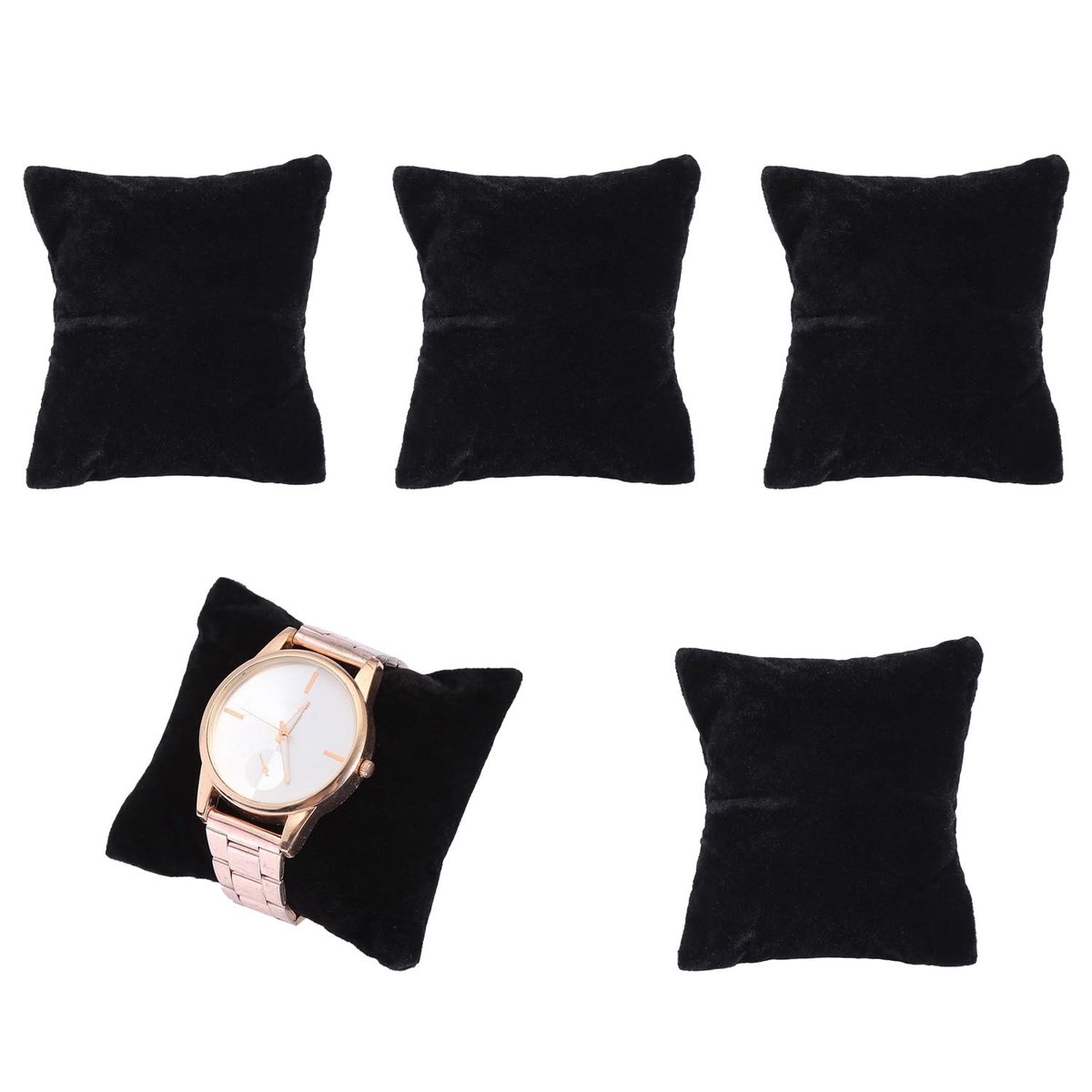 Dailygoods- Armbandkussen Fluwelen Sieradenhouder - Sieradenrek - Kussenhouder - Compact - 5 Stuks - 8*8*3.5cm