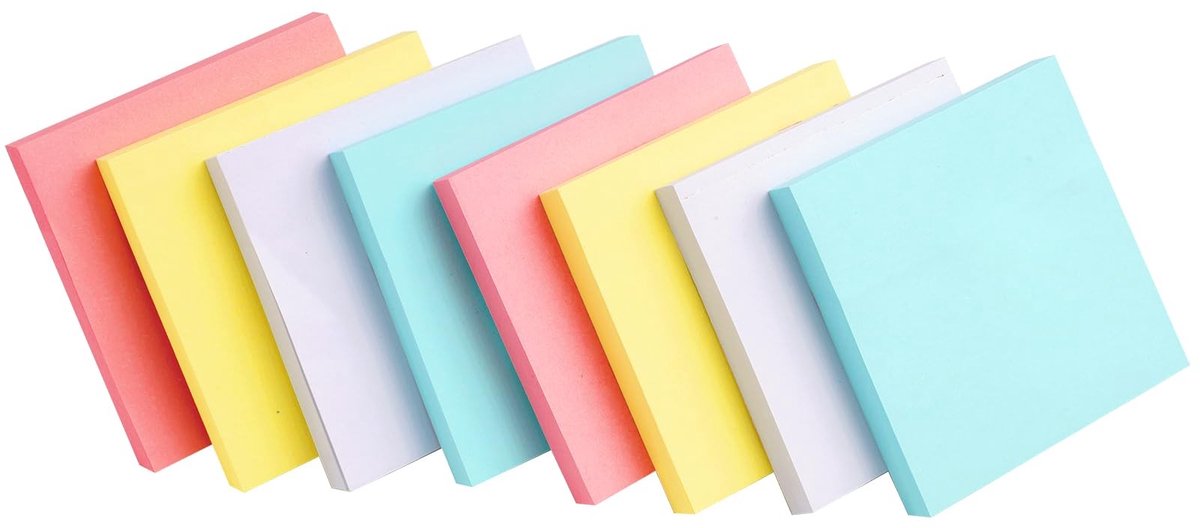 Dailygoods- Notitieblaadjes Set van 800 - Zelfklevende Memoblaadjes - 6 Blokken van 76 x 76 mm - 4 Kleuren - Hoogwaardig Papier 100 g - Ideaal voor Organisatie - Plaknotities