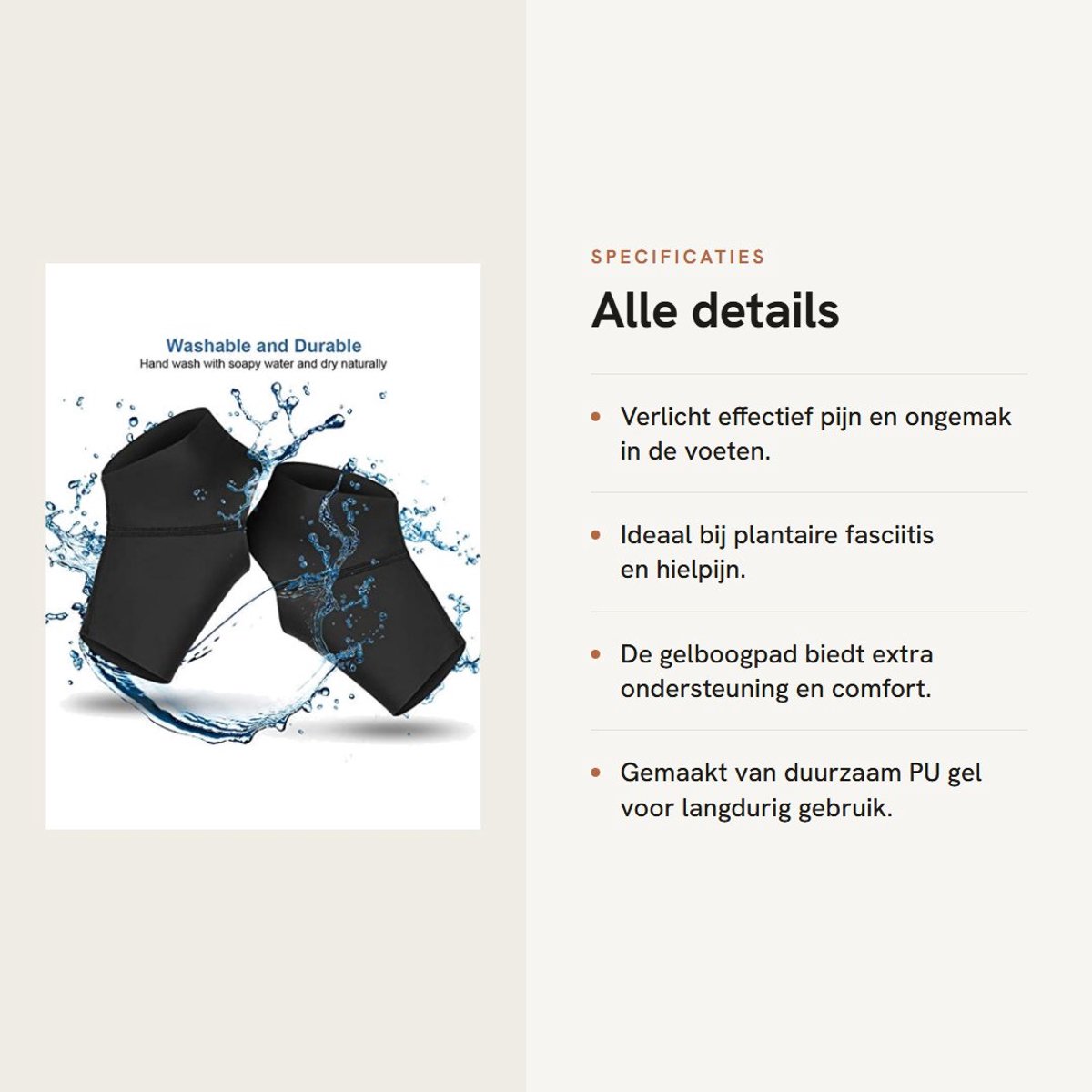 Dailygoods- Voetpads - Ingebouwde Gel Pad - Pijnverlichting - Plantaire Fasciitis - Platte Voeten - Duurzaam PU Gel Materiaal - Enkelbrace