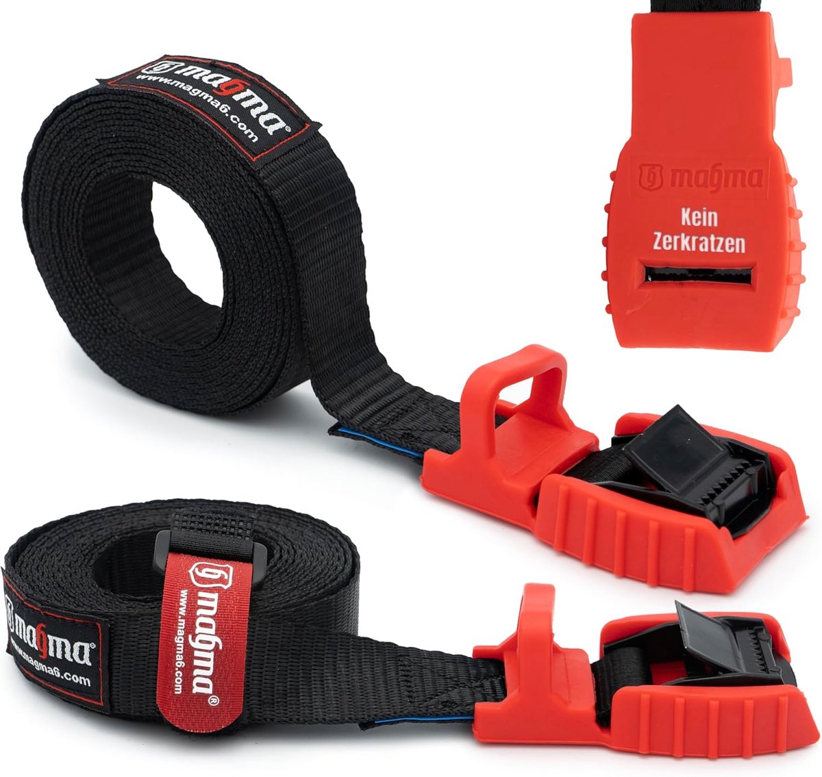 Spanbanden Set - Sjorbanden Ratel - Veilig Vervoeren - Krasvrije Gespen - 3 Meter Lengte - Rood